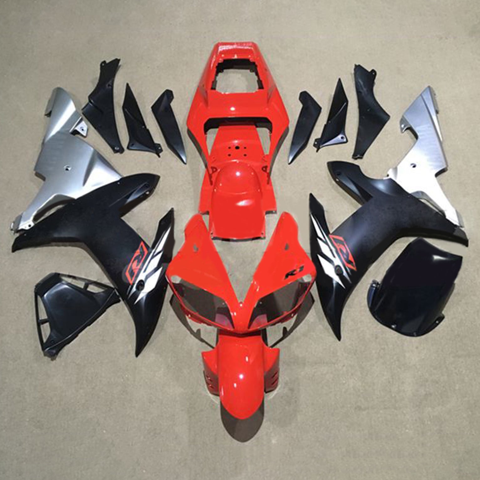 Amotopart 2002-2003 YZF-R1 Yamaha negro y rojo estilo 6 kit de carenado