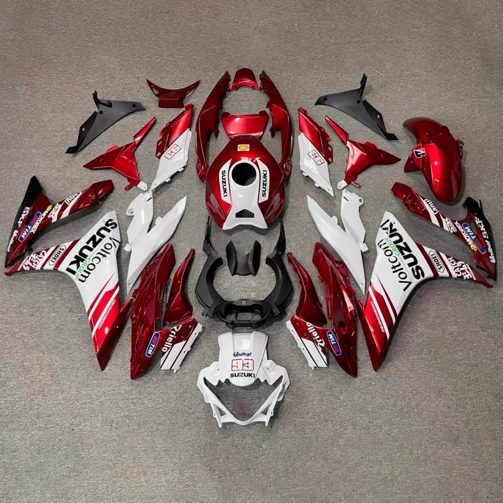 Amotopart 2017-2020 Suzuki GSX250R Kit de carenado rojo blanco negro