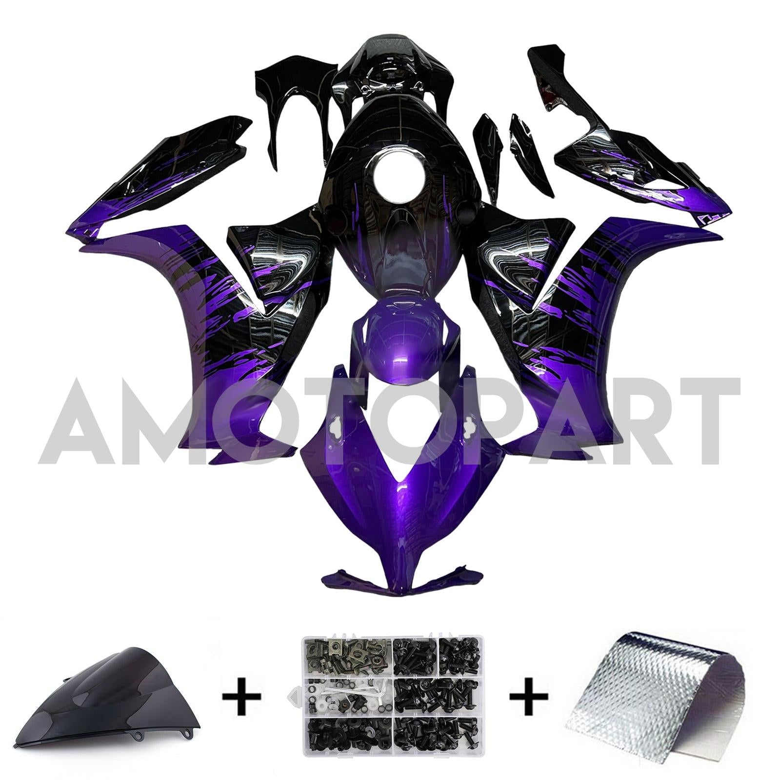 Amotopart 2012-2016 Honda CBR1000RR Purple Black Fairring Kit
