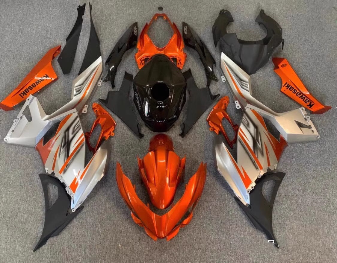 Amotopart Kawasaki EX400/Ninja400 2018-2023 Silver&Orange Fairing Kit