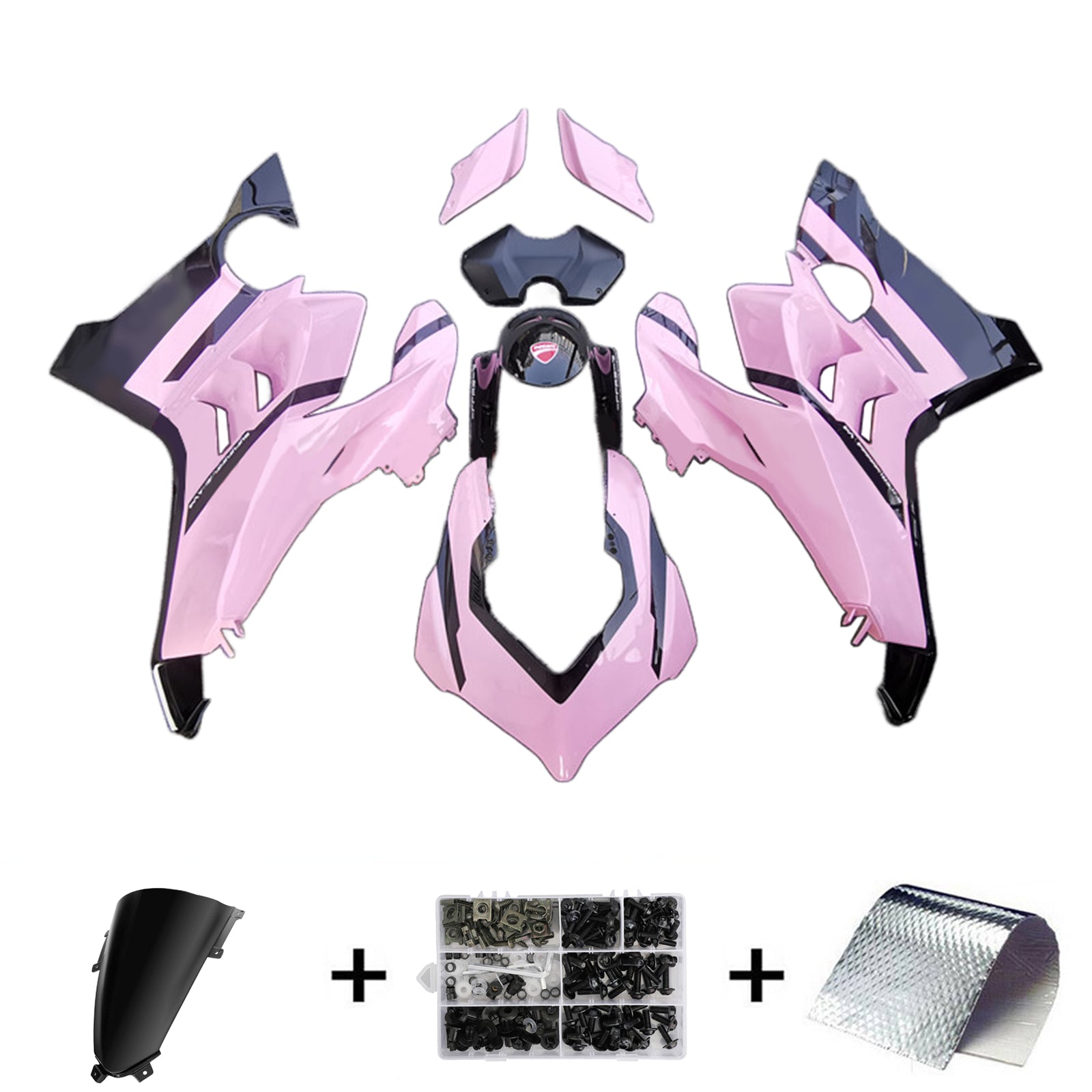 Amotopart Ducati Panigale 20-21 V4/V4S & 21-22 V4SP & 19-22 V4R Kit de Carenado Rosa