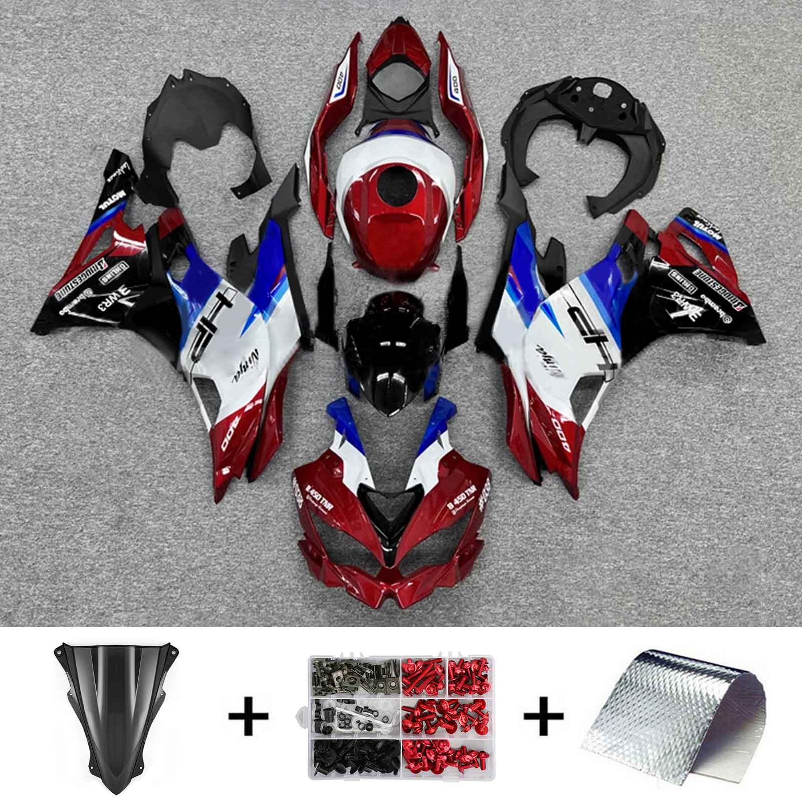 Amotopart 2019-2024 Ninja ZX-25R ZX-4R ZX-4RR Kawasaki レッド&ブルー フェアリングキット