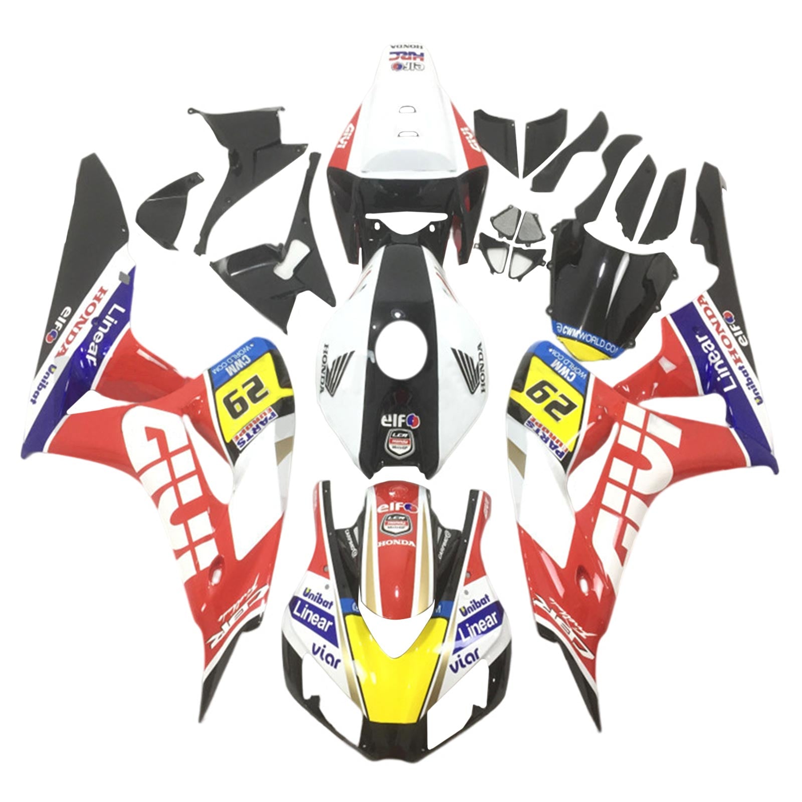 Amotopart 2006–2007 Honda CBR1000RR rot-gelbes Verkleidungsset