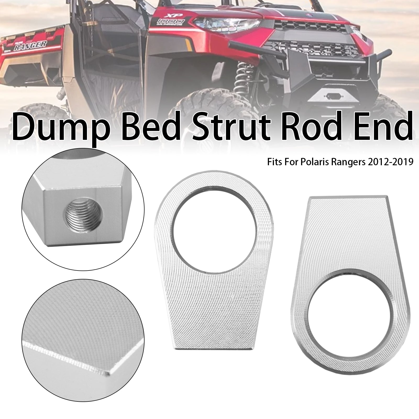 2PCS 2012-2019 Polaris Rangers CNC Aluminum 6mm Dump Bed Strut Rod End