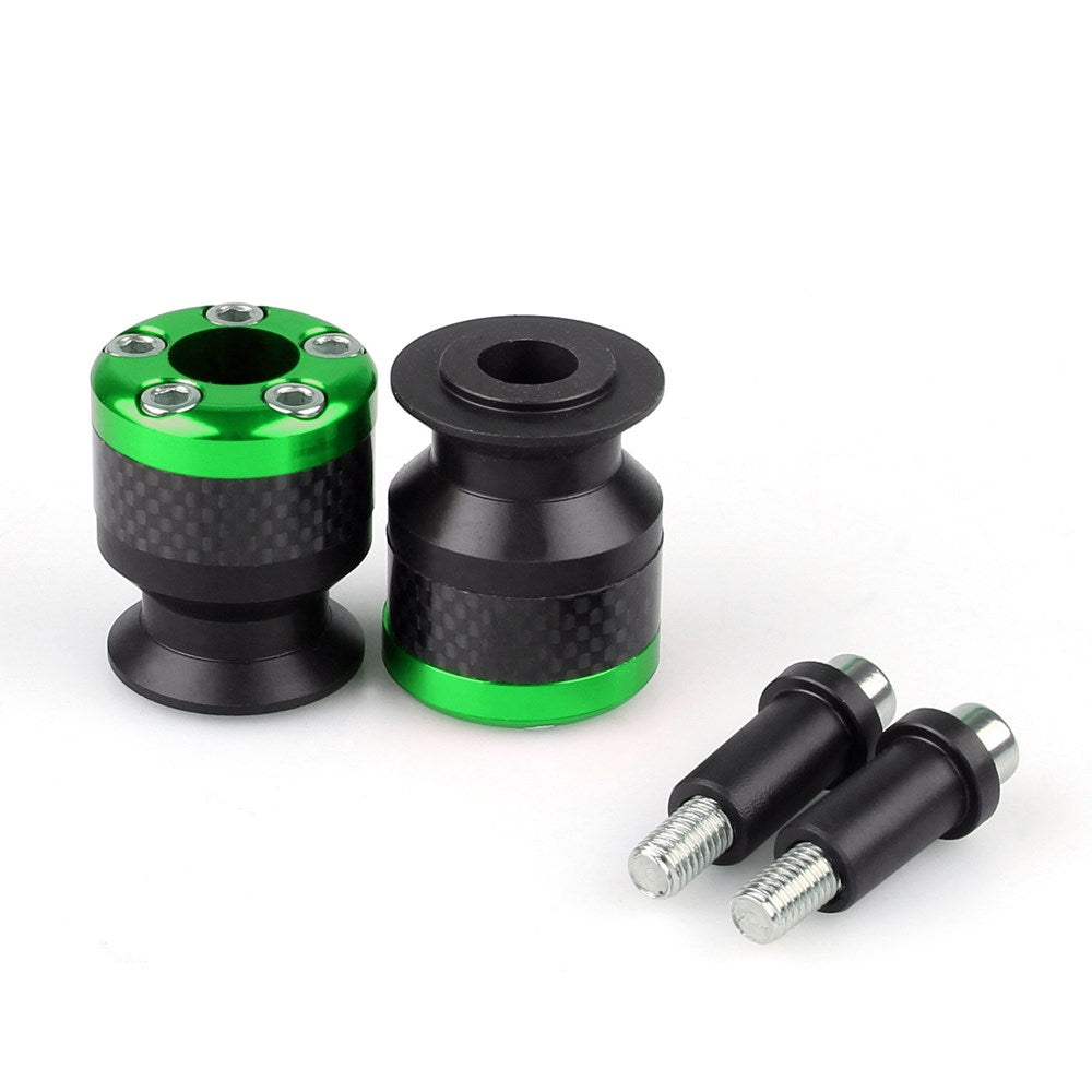 Kawasaki KTM Motorcykel CNC Kolfiber 10mm Swingarm Sliders Spools Green