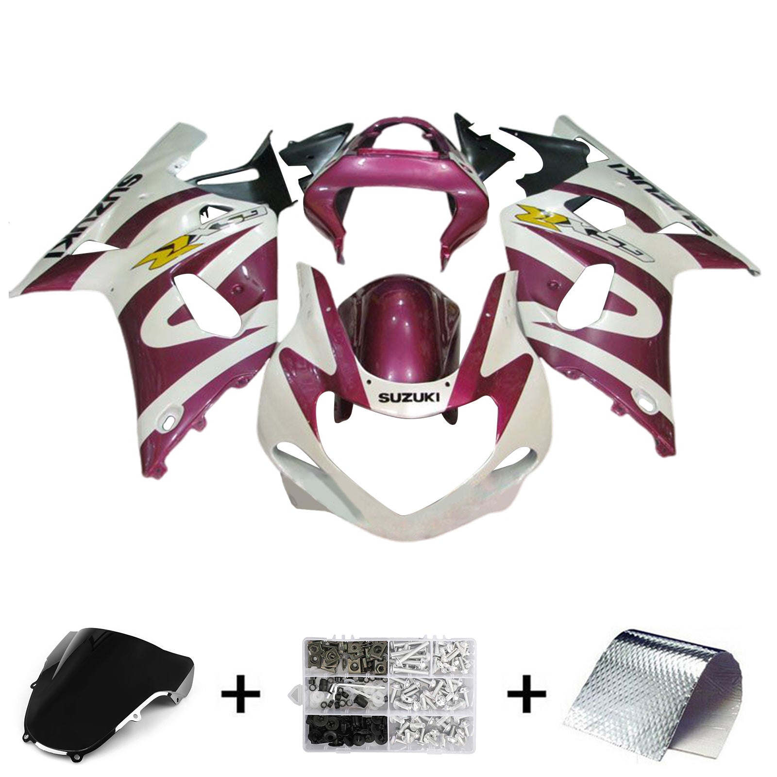 Amotopart 2000-2002 K1 K2 GSXR1000 Suzuki Purple&White Fairing Kit