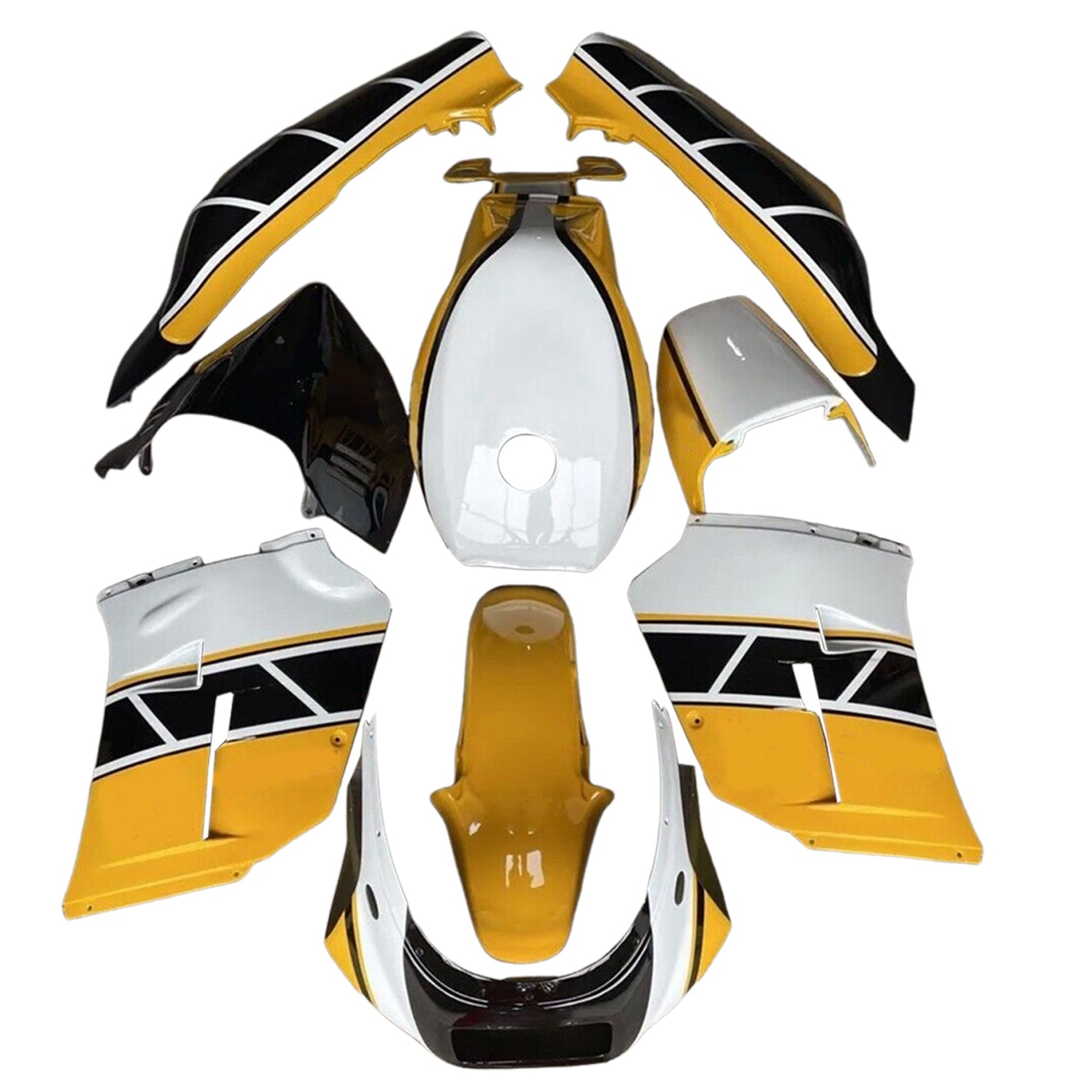 Amotopart 1985-1987 Yamaha RZV500 / RD500 White Black Yellow Fairing Kit