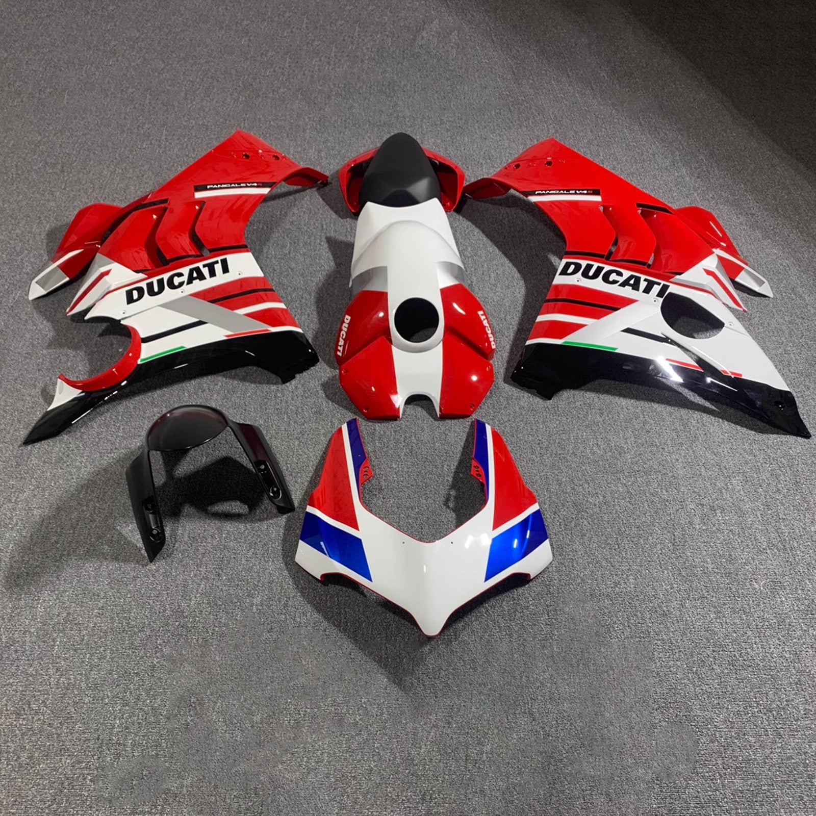 Amotopart Ducati Panigale 20-21 V4 V4S & 21-22 V4SP & 19-22 V4R Kit de carenado negro blanco rojo