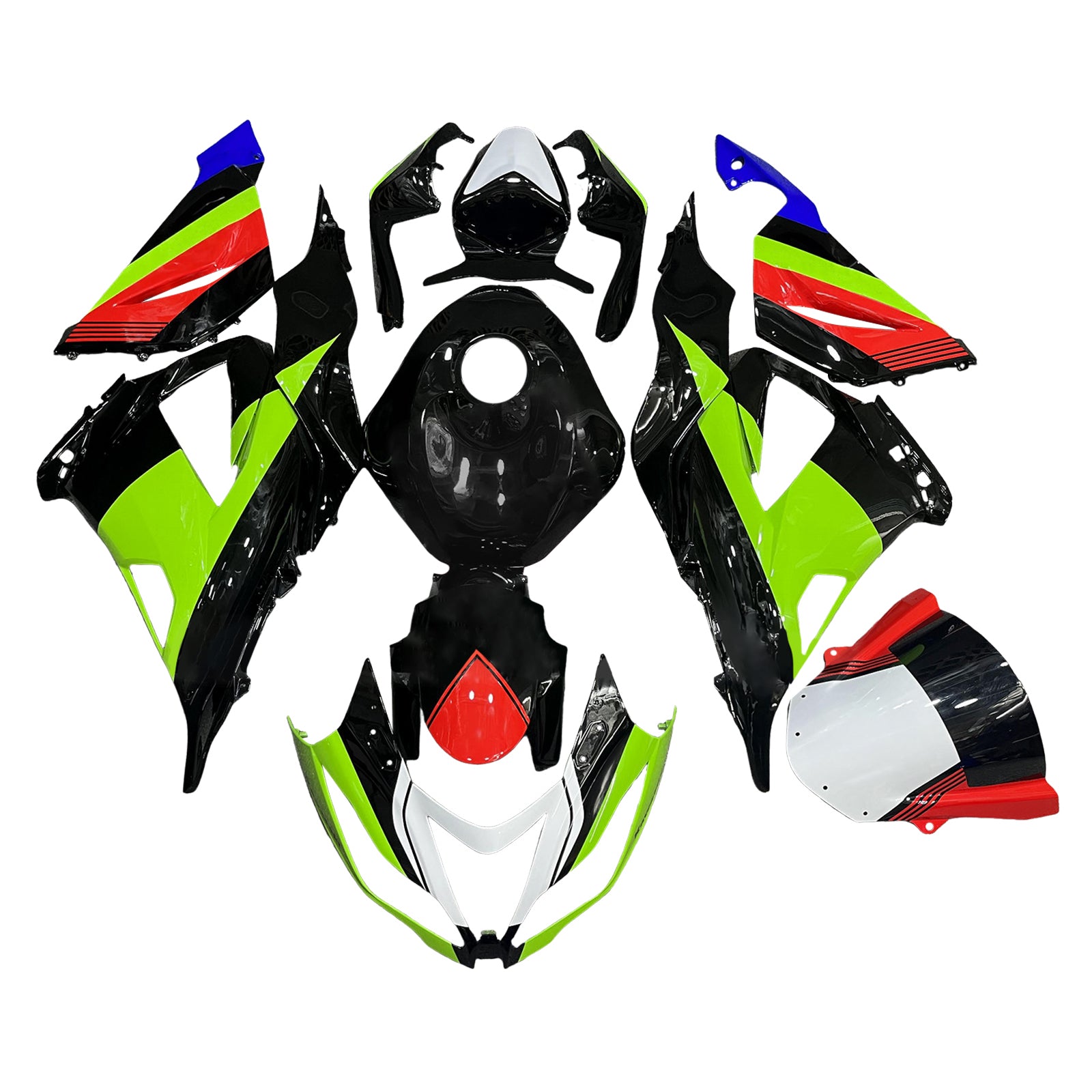 Amotopart 2013-2018 Kawasaki ZX6R 636 Green Black Fairing Kit
