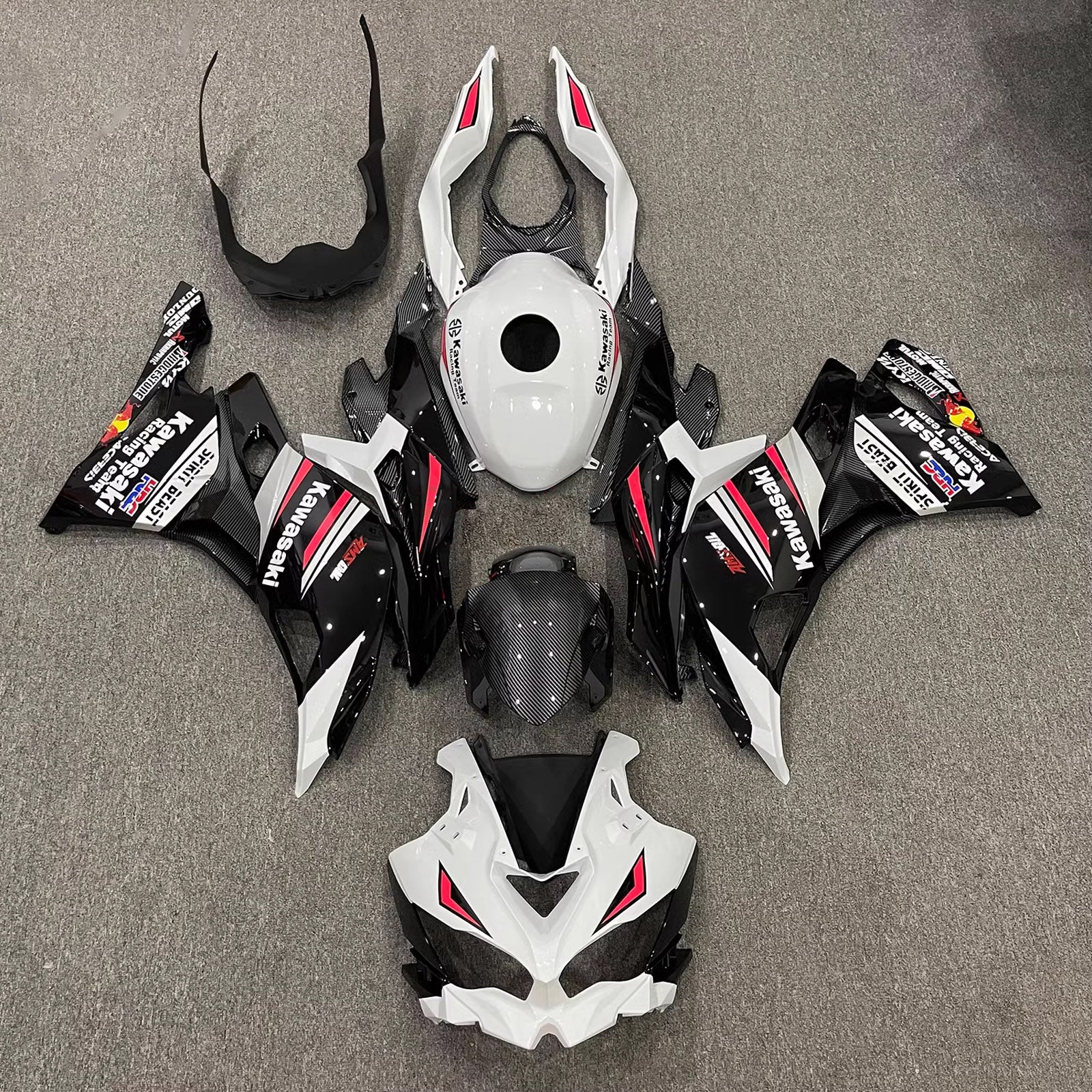 Amotopart 2019-2024 Ninja ZX-25R ZX-4R ZX-4RR Kawasaki Kit de carénage noir et blanc