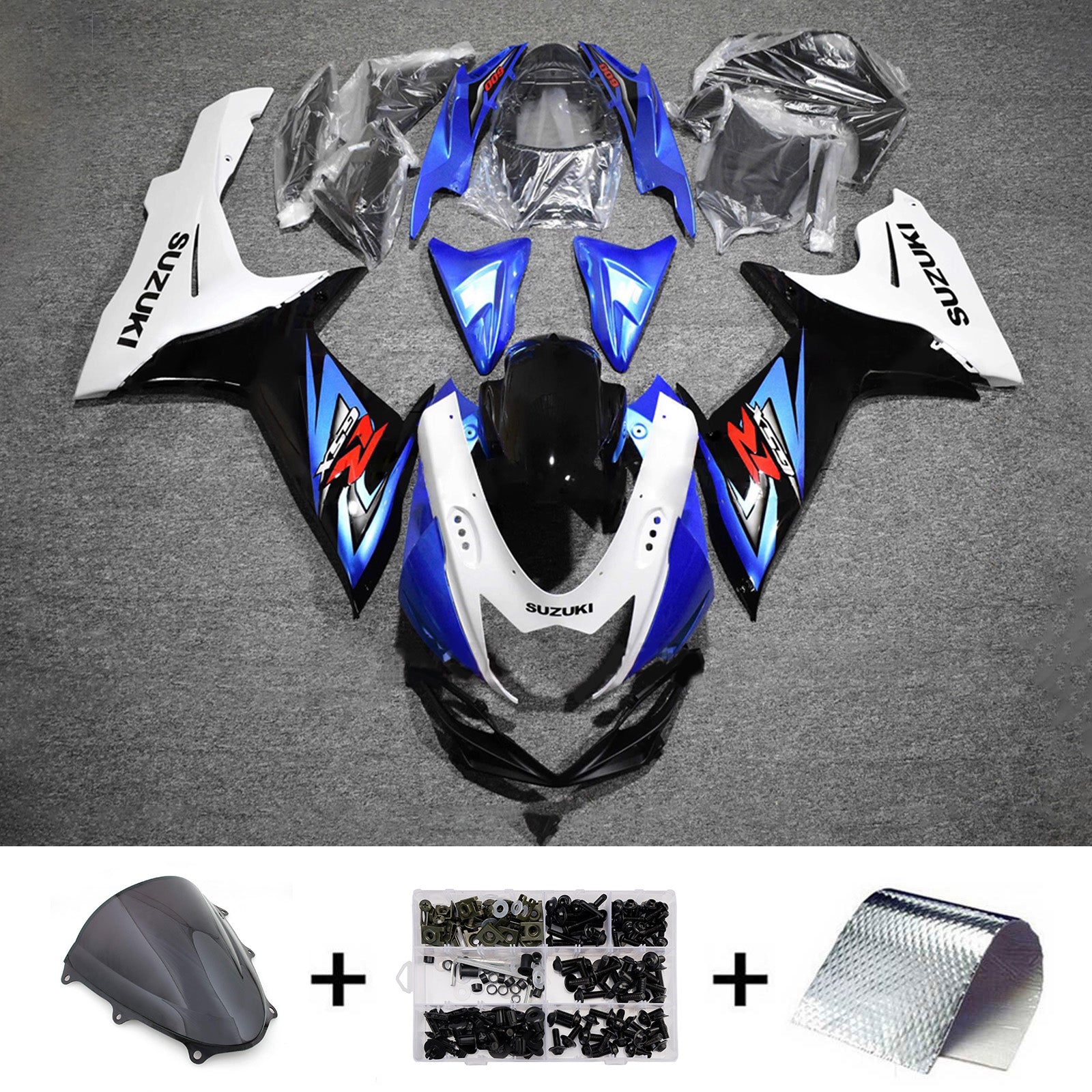 Amotopart 2011-2026 Suzuki GSXR 600/750 Blue White Black Fairing Kit