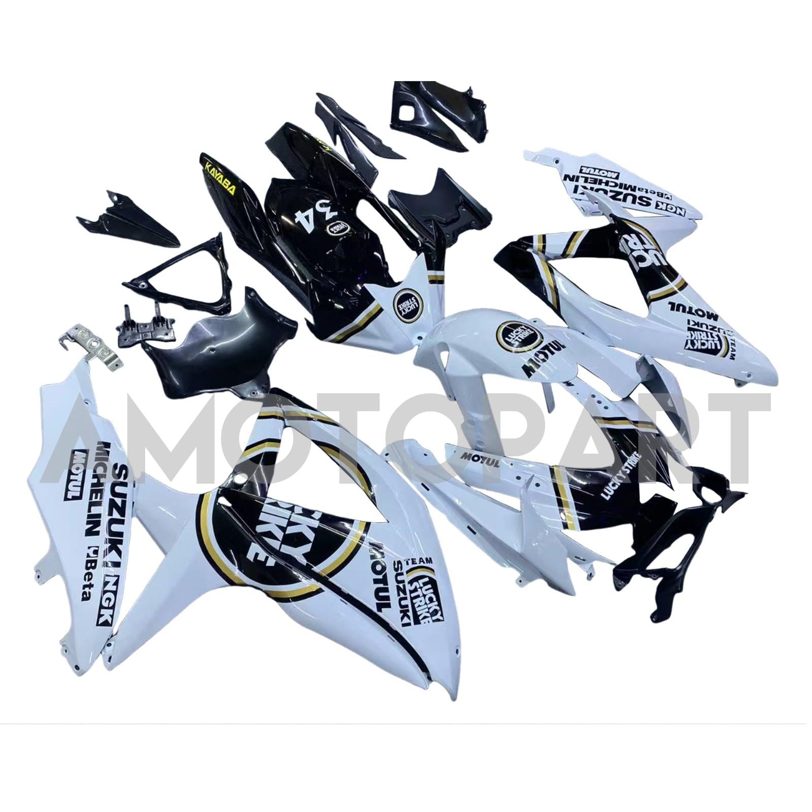Amotopart 2008-2009 Suzuki GSXR 600/750 White Black Fairing Kit