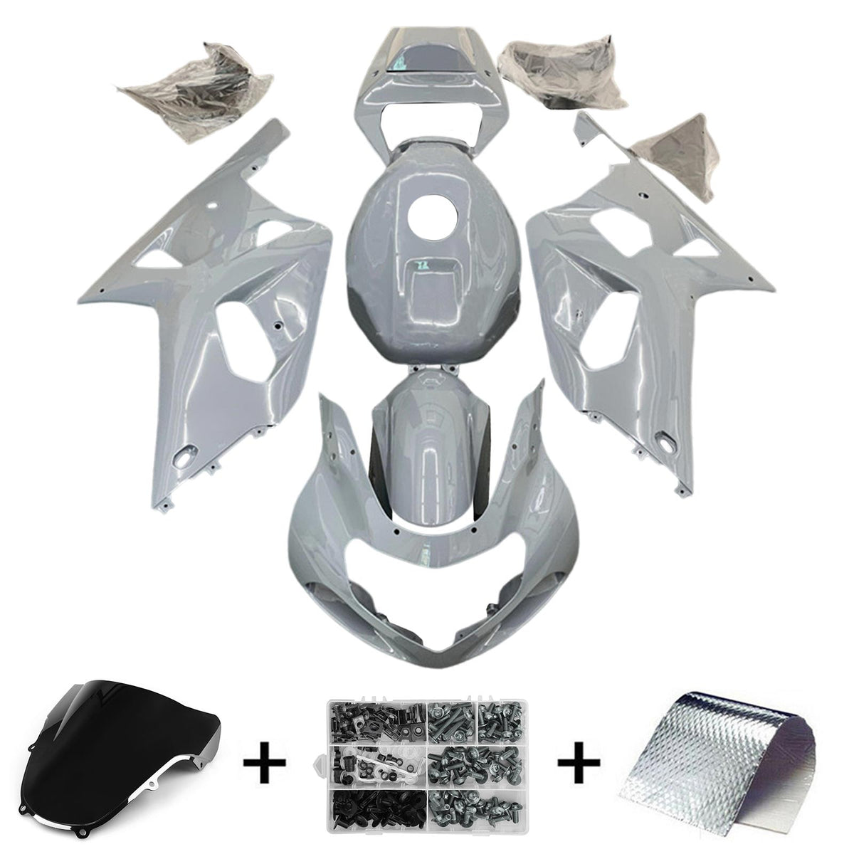 Amotopart Suzuki 01-03 GSXR600 y 00-03 GSXR750 Kit de carenado gris