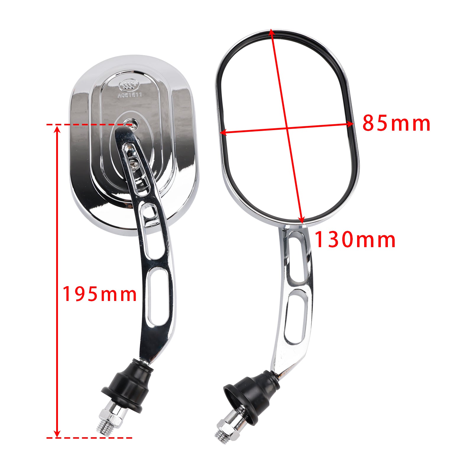 M10 Metric Motorbike Motorcycle Chrome Rearview Mirrors Compatible
