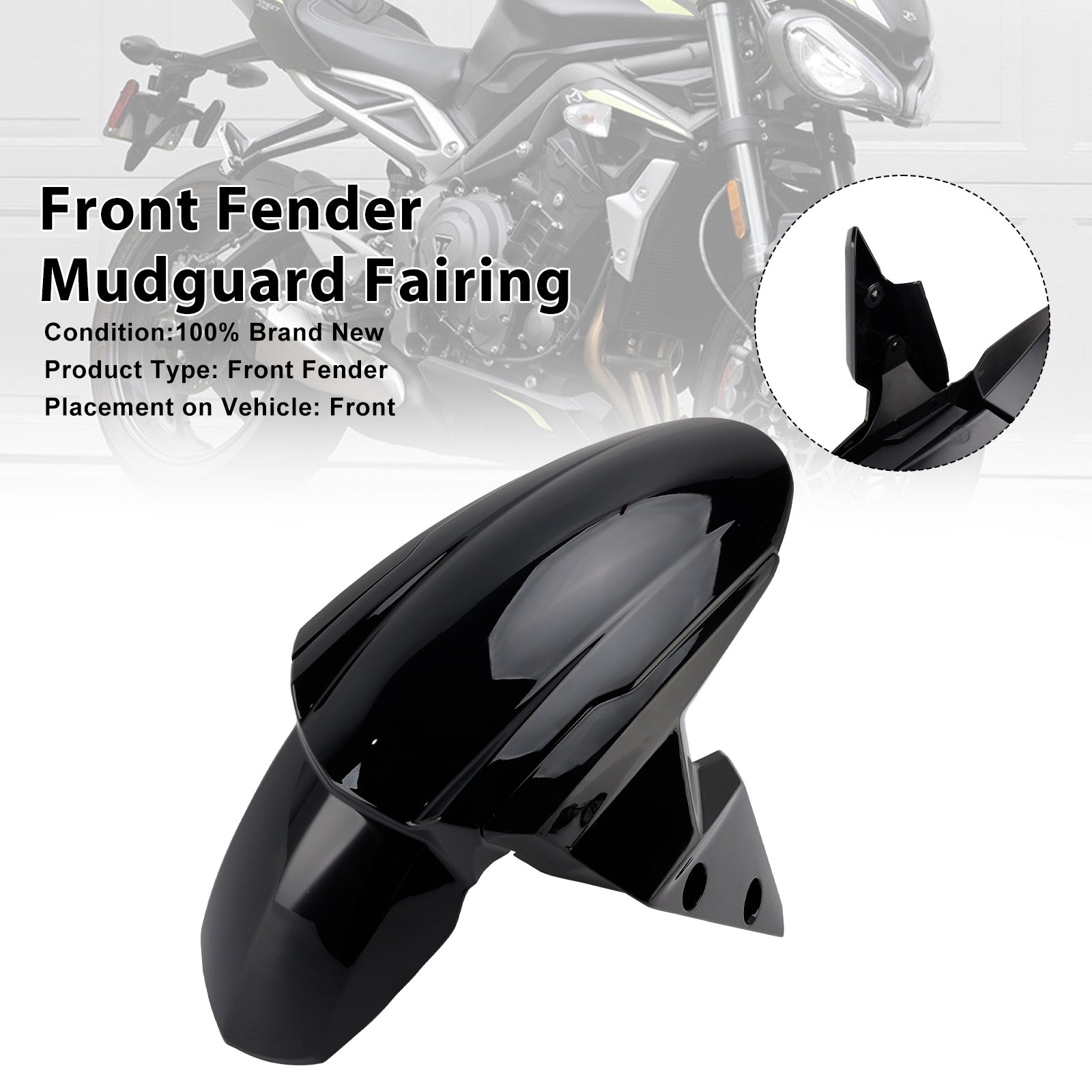 Street Triple 765 R RS 2020-2025 Gloss Black Front Fender Mudguard Fairing