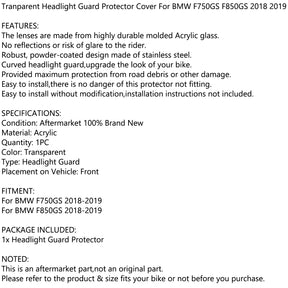 Copertura protettiva per protezione faro trasparente per BMW F750GS F850GS 2018-2021