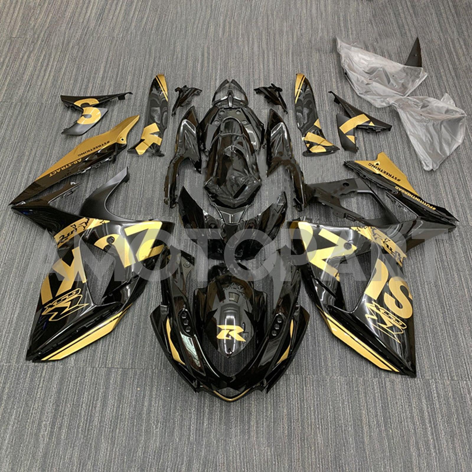 Amotopart 2009-2016 K9 GSXR1000 Suzuki Black with Gold Accents Fairing Kit