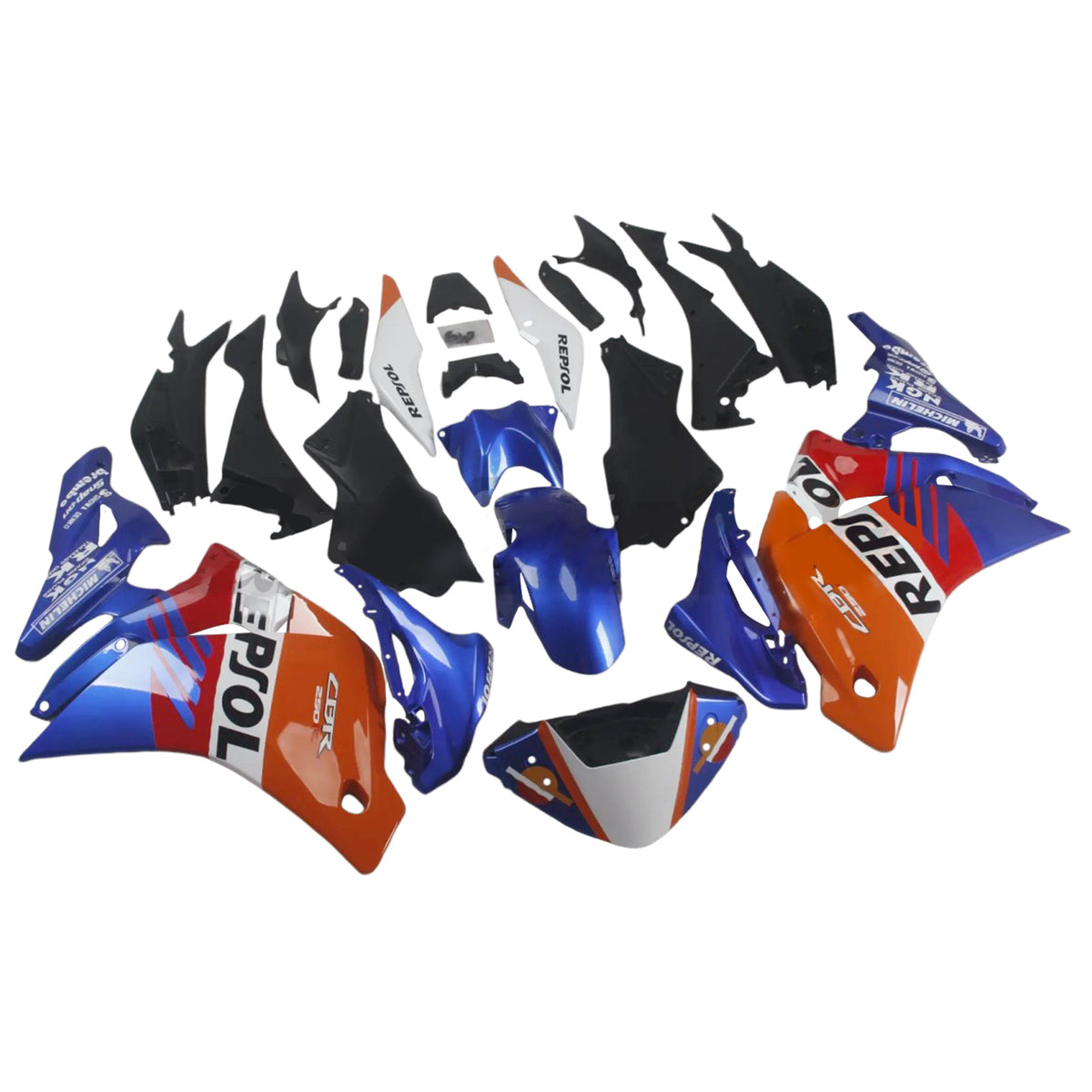 Amotopart 2011–2015 CBR250R Honda Verkleidungsset in Blau und Orange