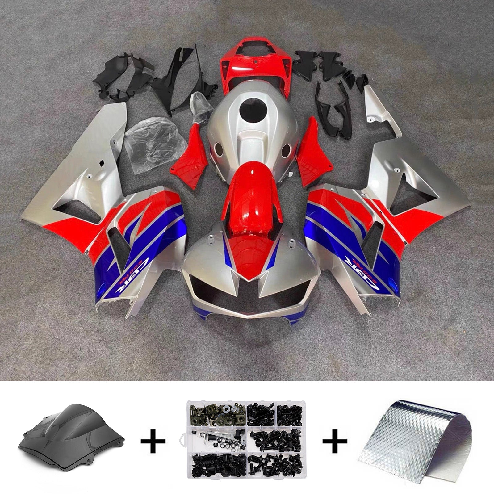 Amotopart 13-26 Amerikaanse ver. & 13-23 Europese ver. Honda CBR600RR roodzilveren kuipset
