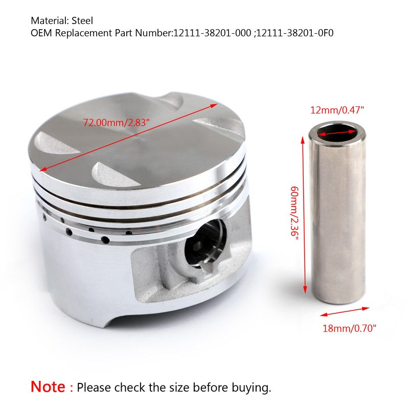 1991/1996-2001 Suzuki GN250E STD Piston Ring Kit B7 72mm Bore 12111-38201-000 12111-38201-0F0