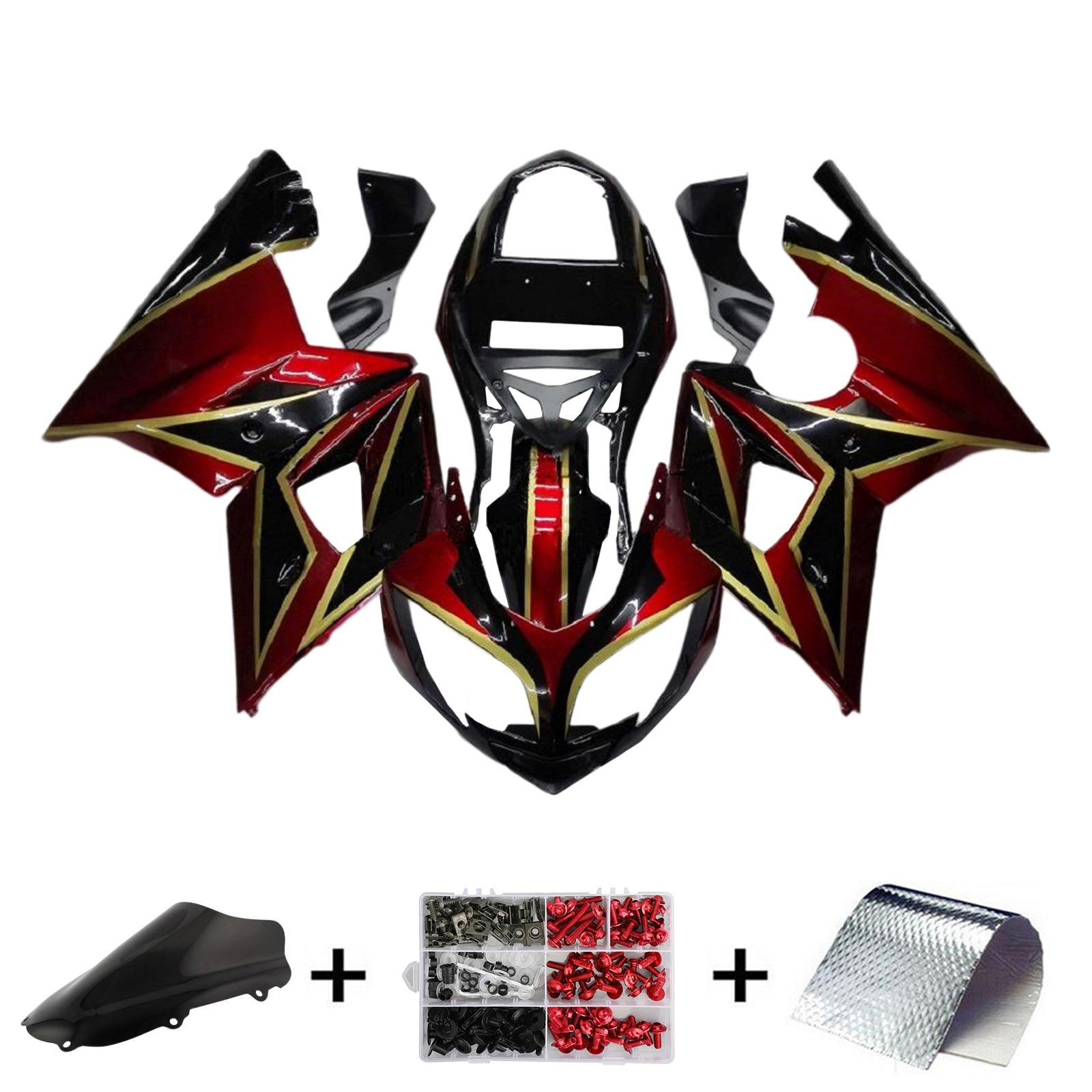 Amotopart 2002-2005 Triumph Daytona 600 650 Red&Gold Fairing Kit