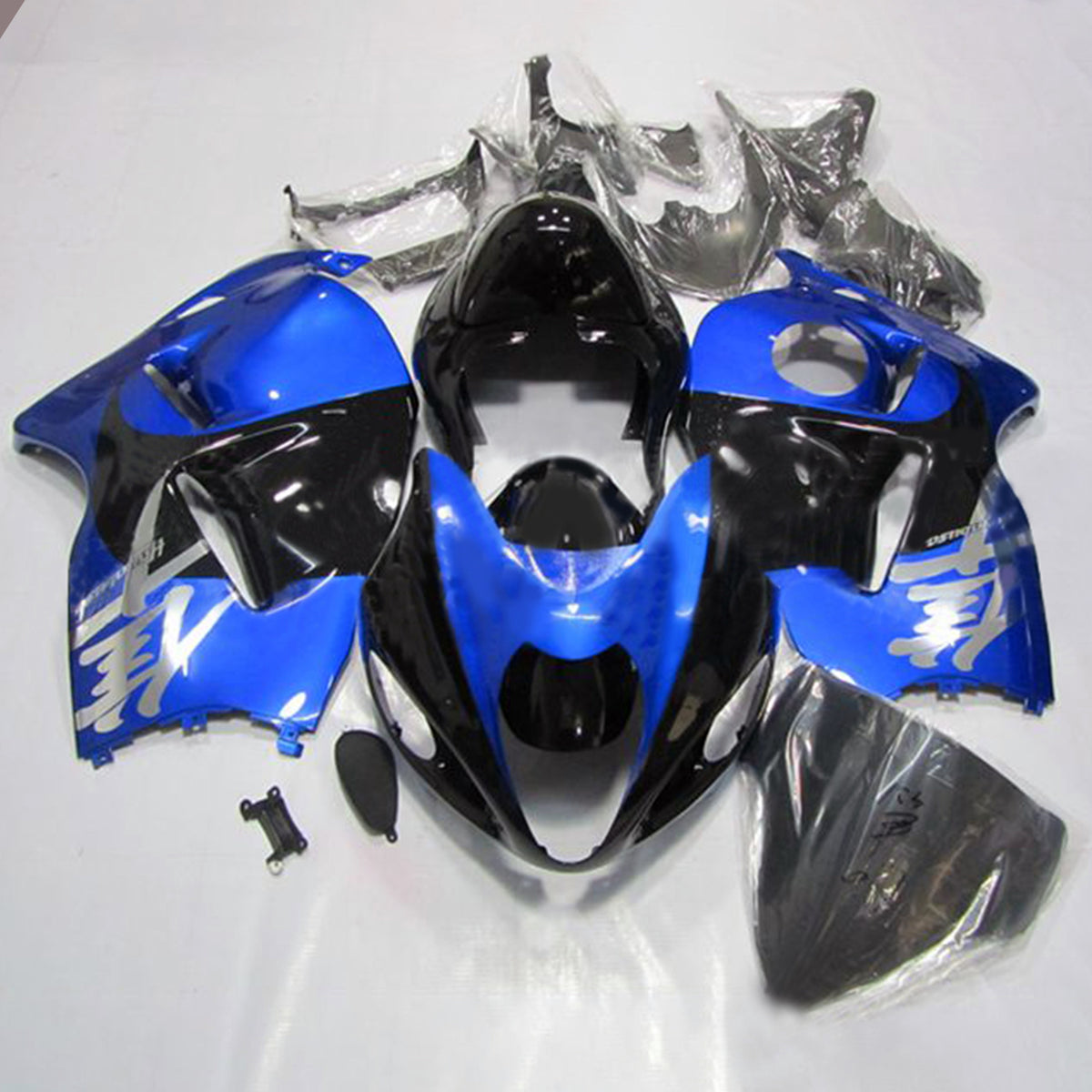 Amotopart 1999-2007 Suzuki Hayabusa GSX1300R Kit de carénage bleu et noir Style2