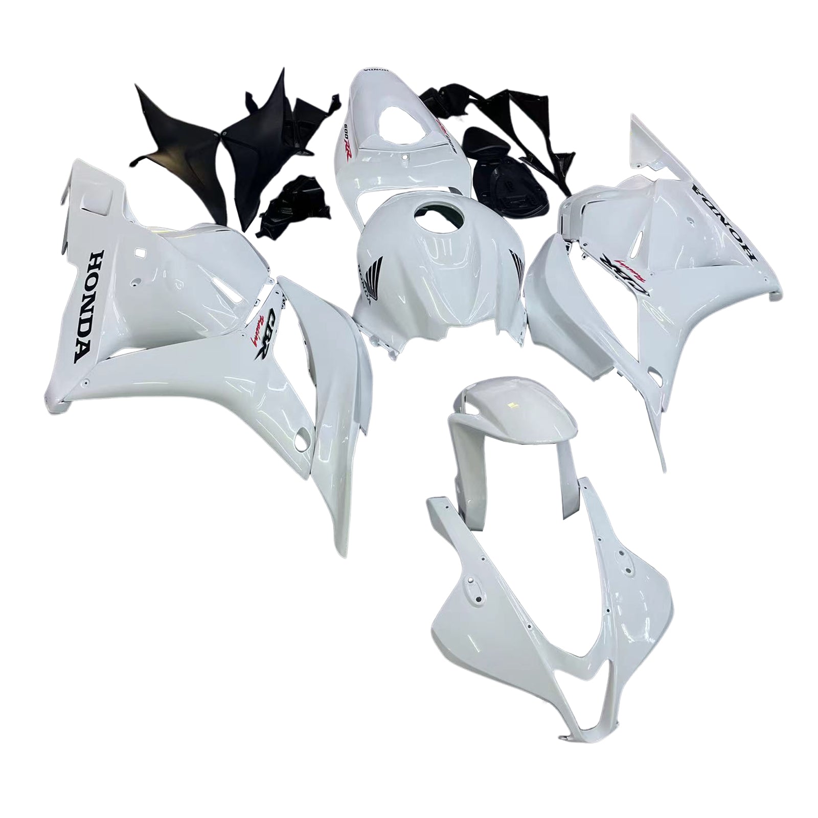 Amotopart 2009-2012 Honda CBR600RR White Black Fairing Kit
