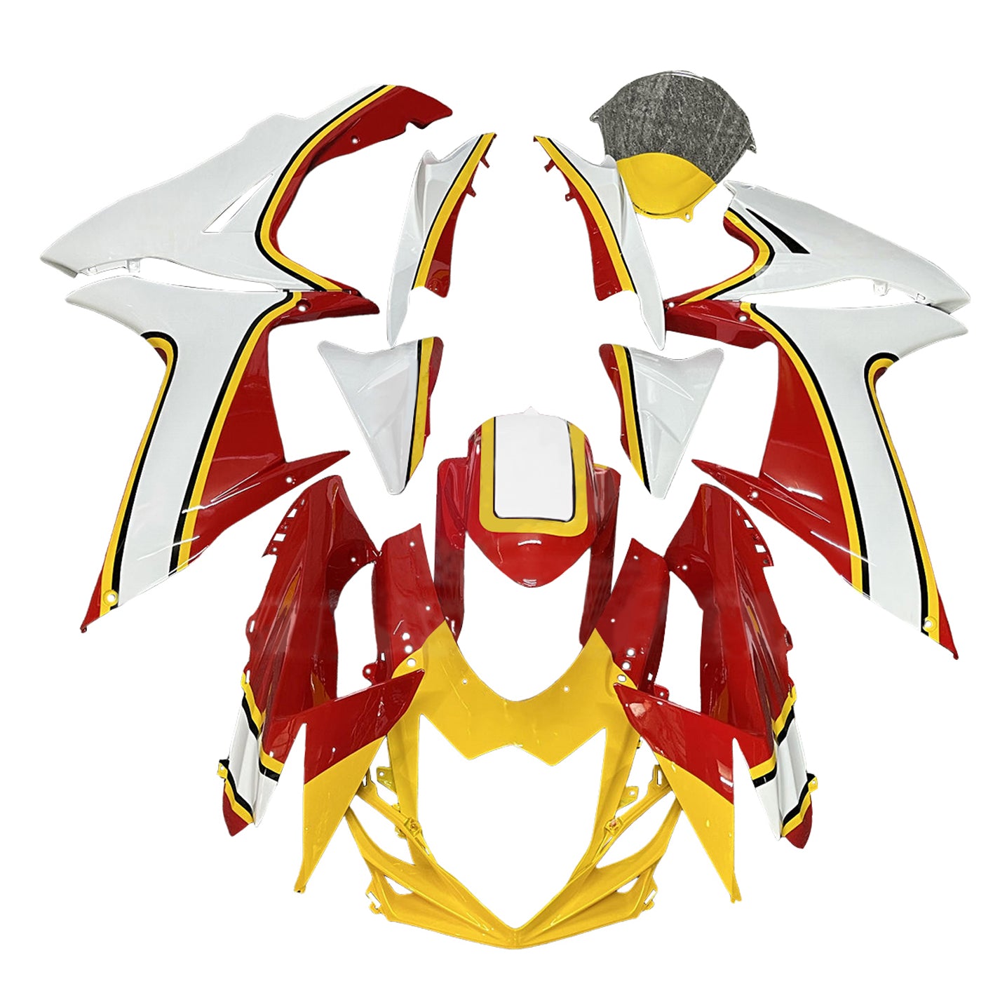 Amotopart 2011-2025 Suzuki GSXR 600/750 Weißes Rotgelbverkleidungskit