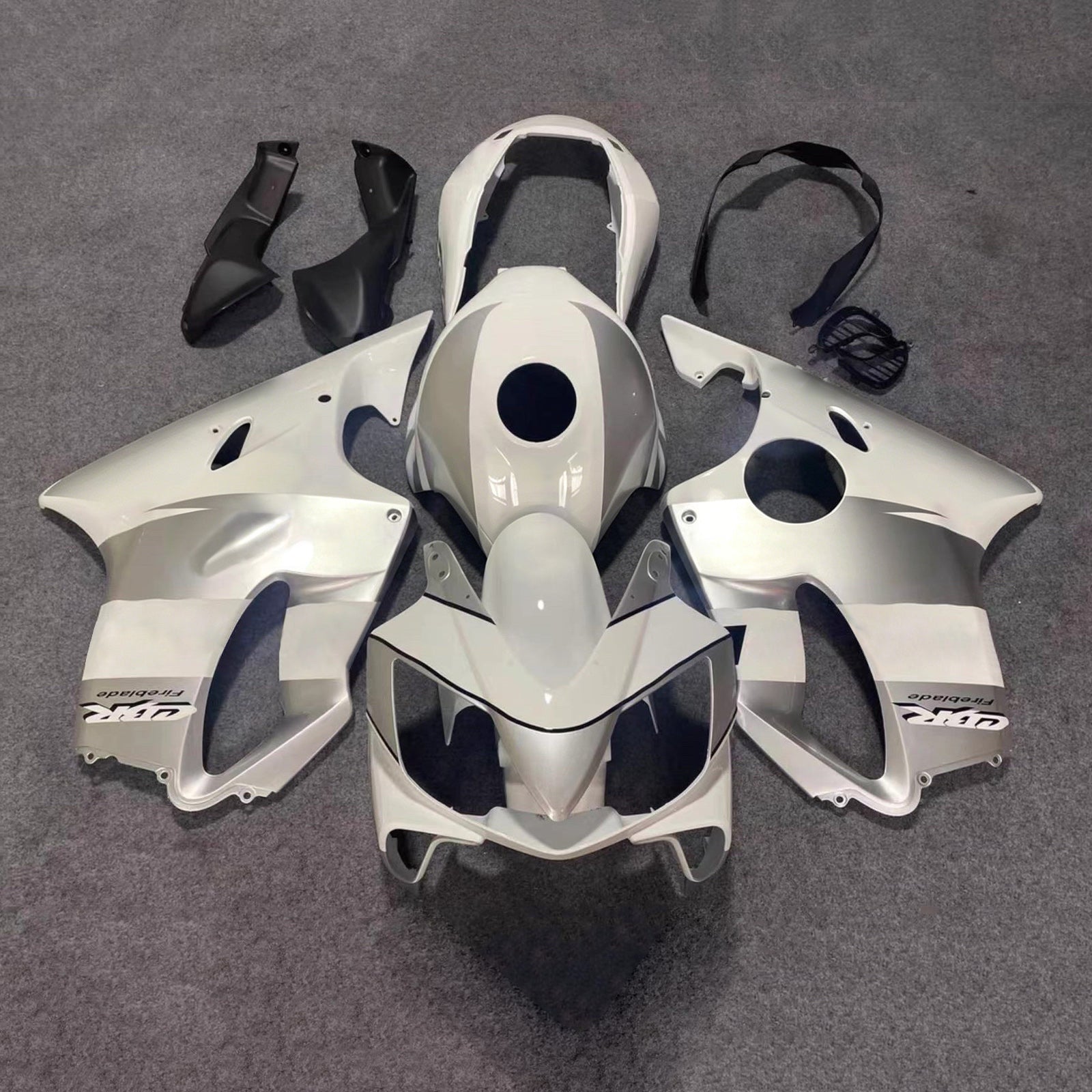 Amotopart 2004-2007 Honda CBR600 F4i White/Silver Fairing Kit