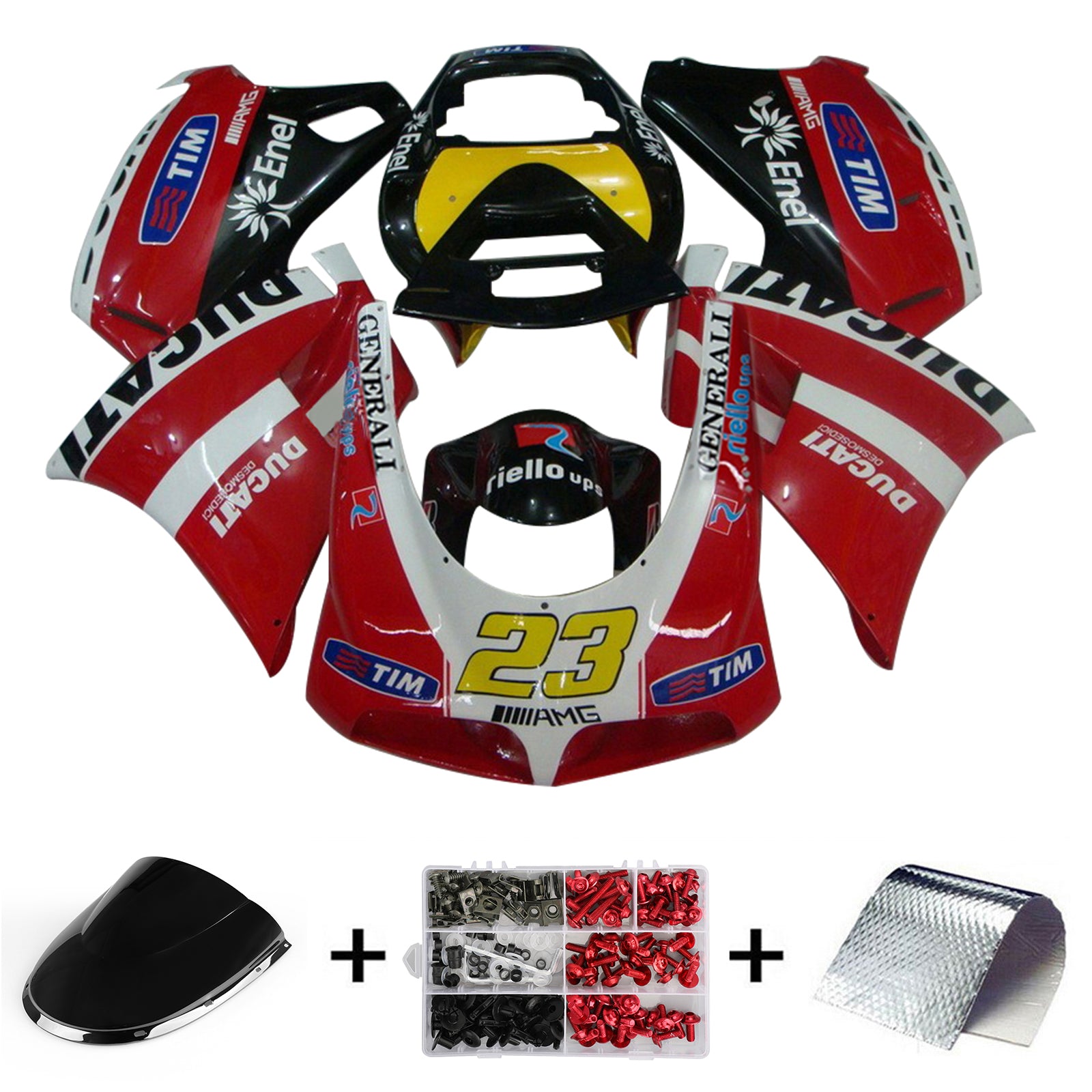 Amotopart Ducati 996 748 1996-2002 Kit de carenado rojo y negro estilo 6