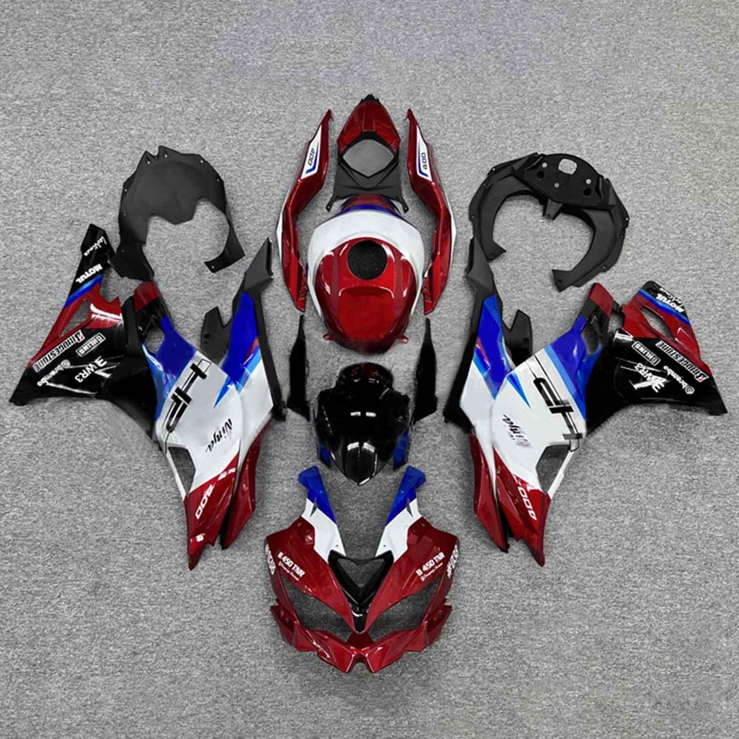 Amotopart 2019-2024 Ninja ZX-25R ZX-4R ZX-4RR Kawasaki Kit de carénage rouge et bleu