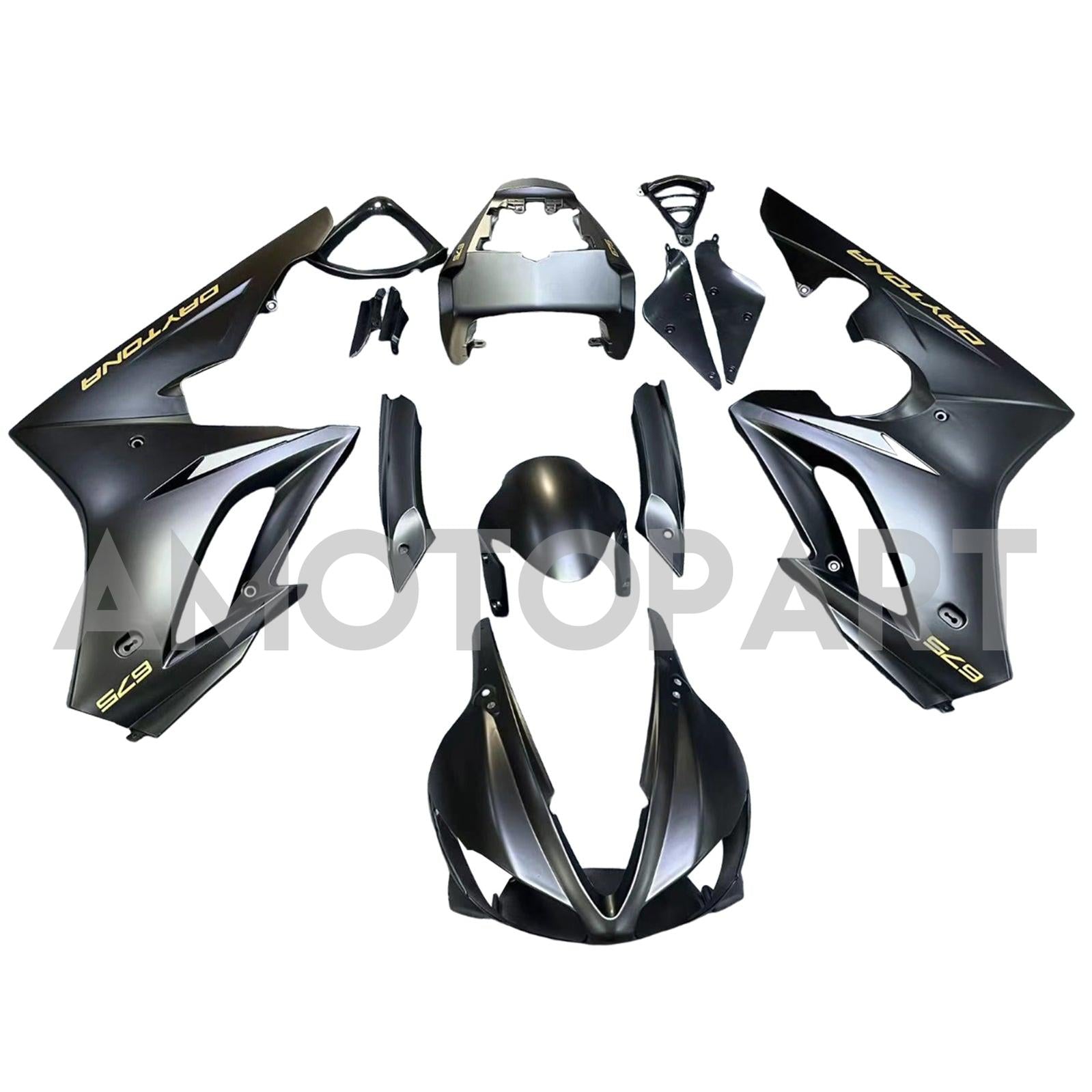 Amotopart 2009-2012 Triumph Daytona 675 Black Gold Fairing Kit