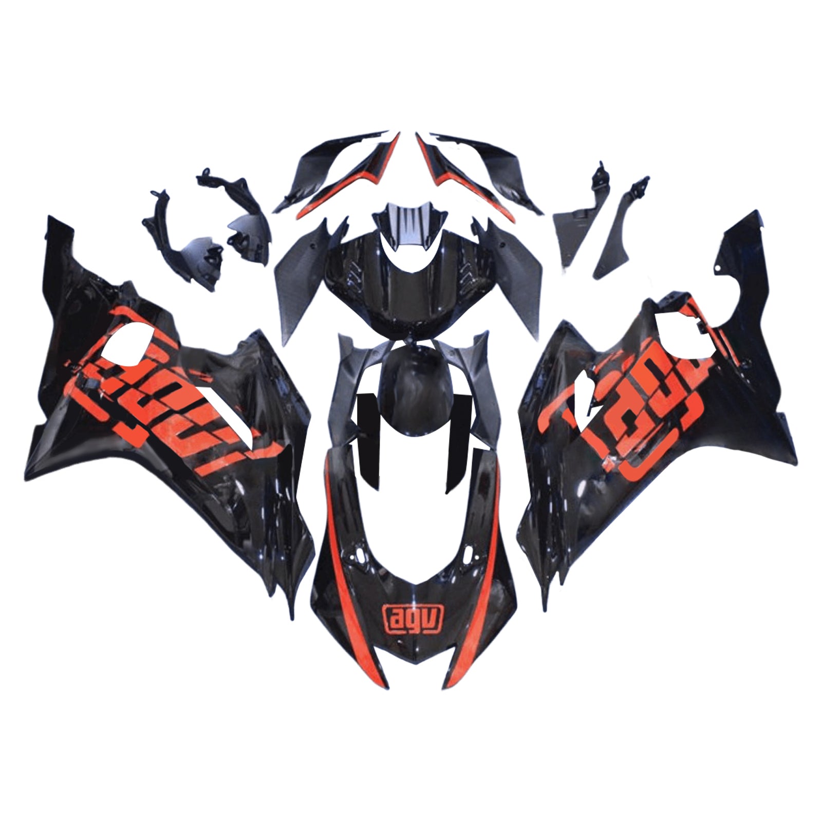 Amotopart 2017-2023 Yamaha YZF R6 Black Orange Fairing Kit