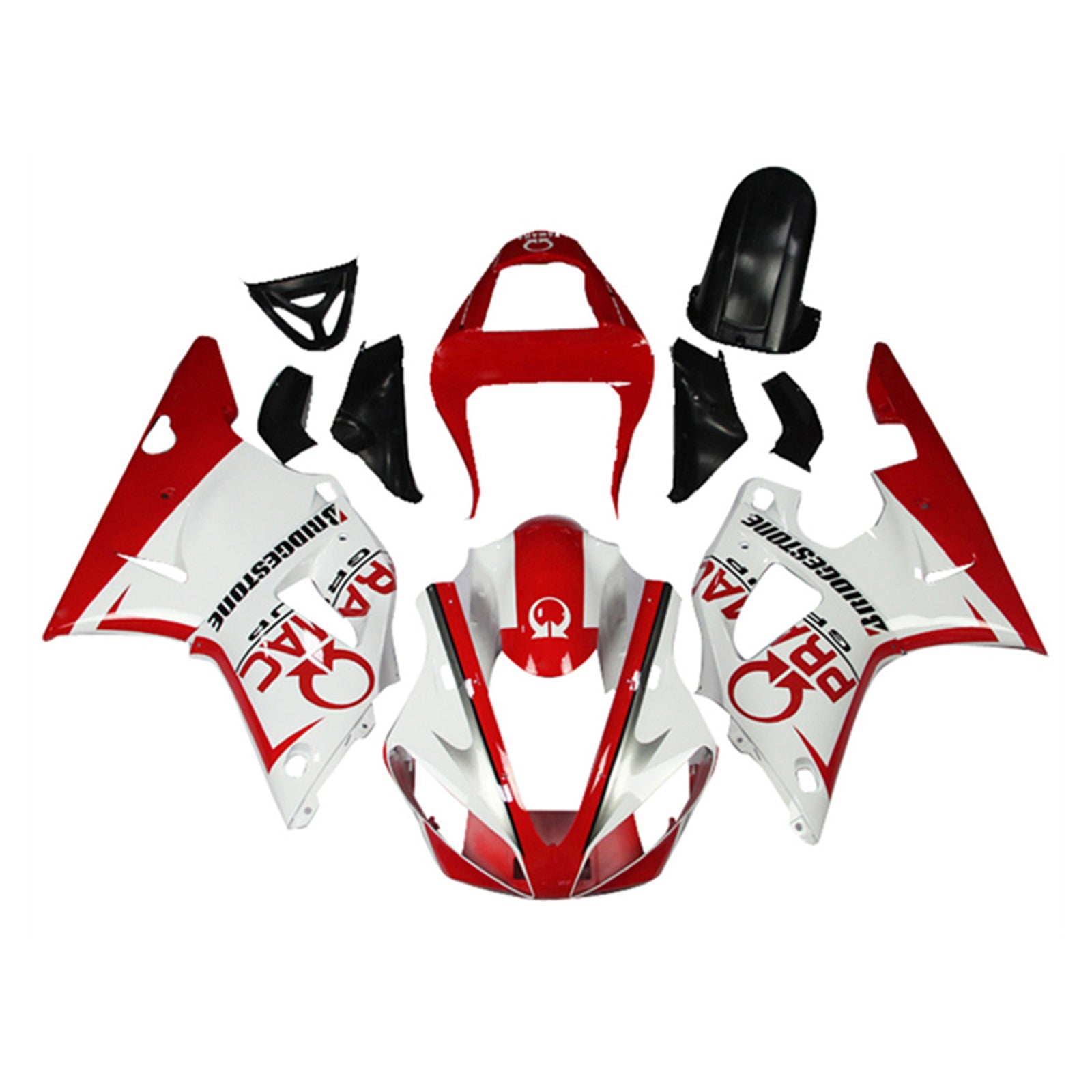 Amotopart 2000-2001 YZF 1000 R1 Yamaha Rojo y Blanco Style5 Kit de carenado