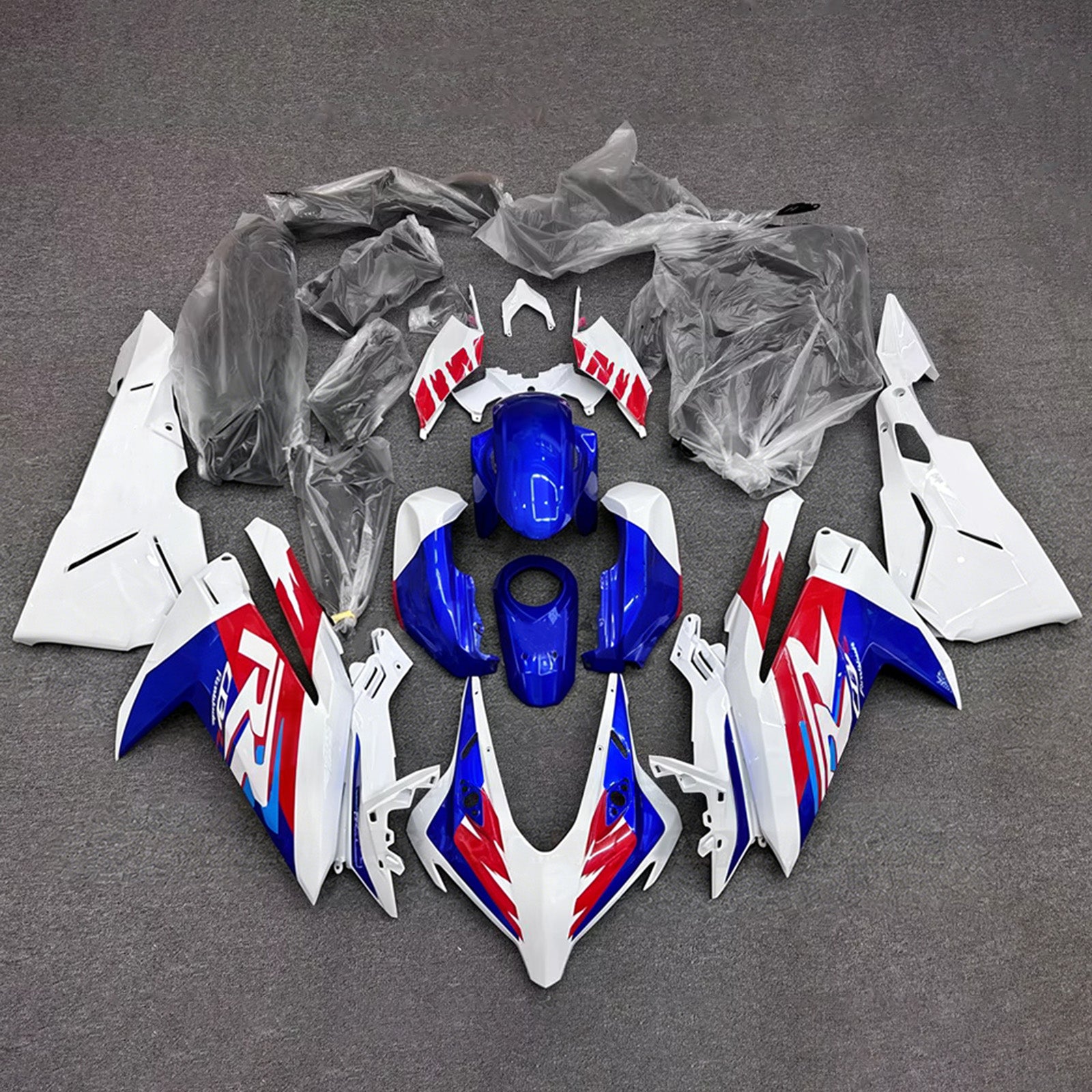 Amotopart 2023-2024 Honda CBR250RR White/Blue Fairing Kit