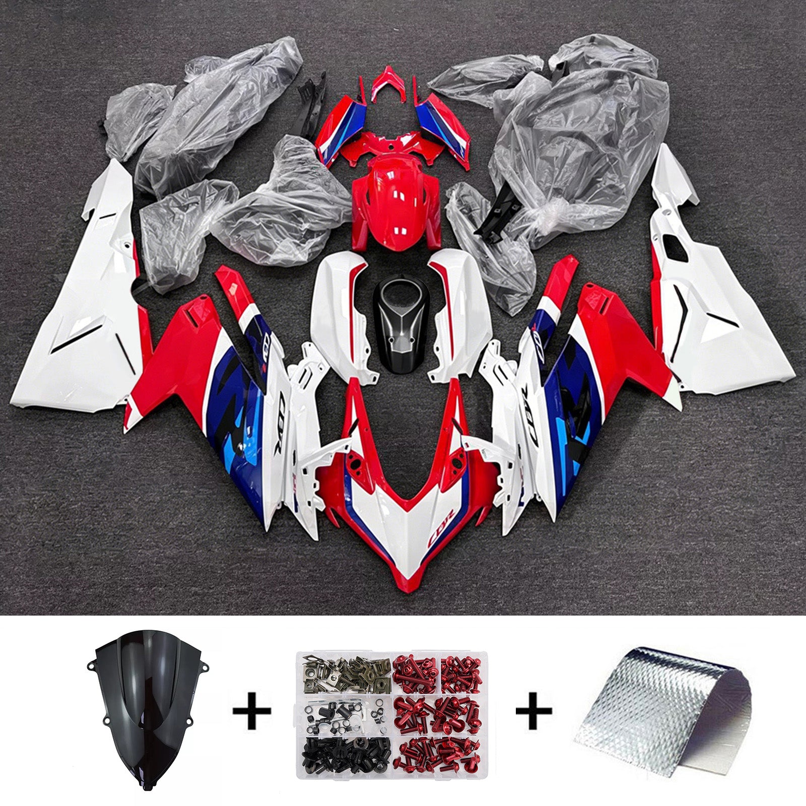 Amotopart 2023-2024 Honda CBR250RR White/Red Fairing Kit