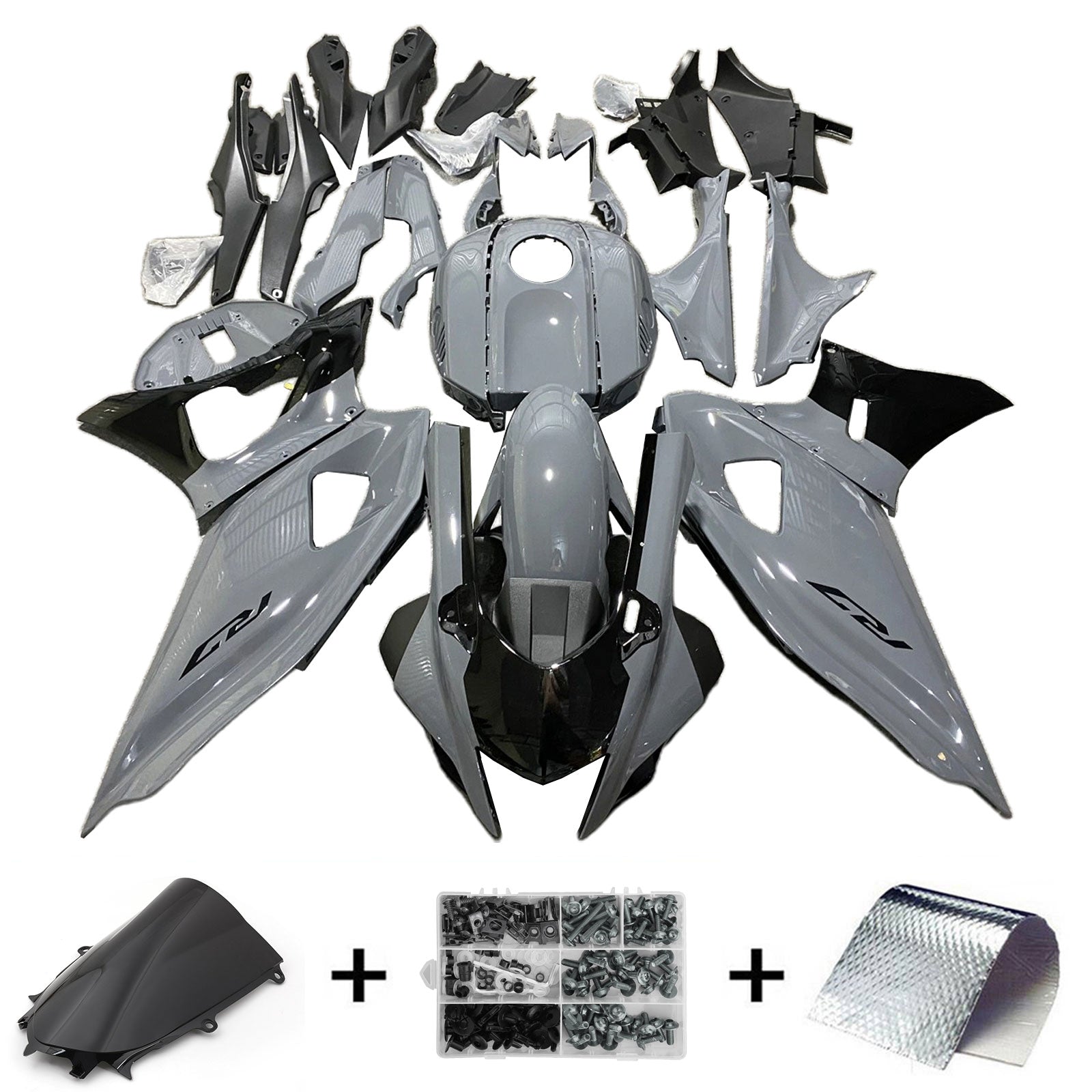 Amotopart 2021-2024 Yamaha YZF-R7 Grey Black Fairing Kit