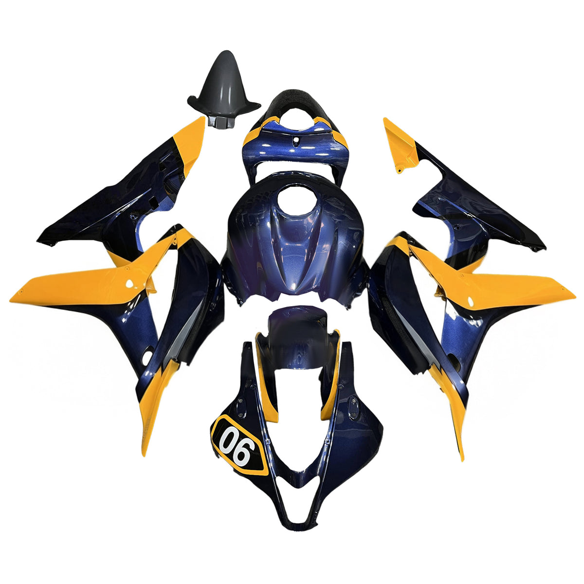 Amotopart 2007-2008 Honda CBR600RR F5 Kit de carénage bleu jaune