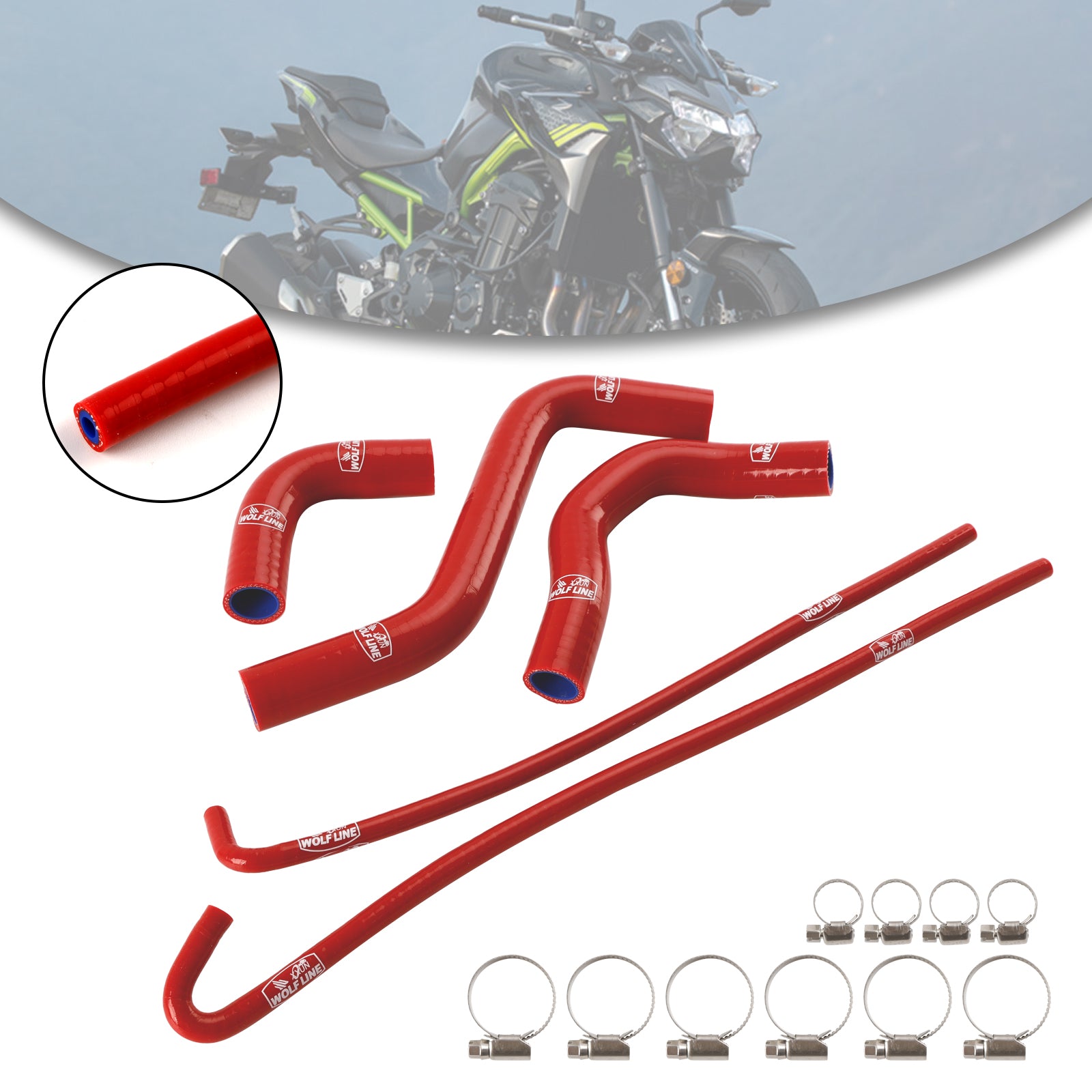 2017-2024 Kawasaki Z900 Silicone Radiator coolant Hose kit