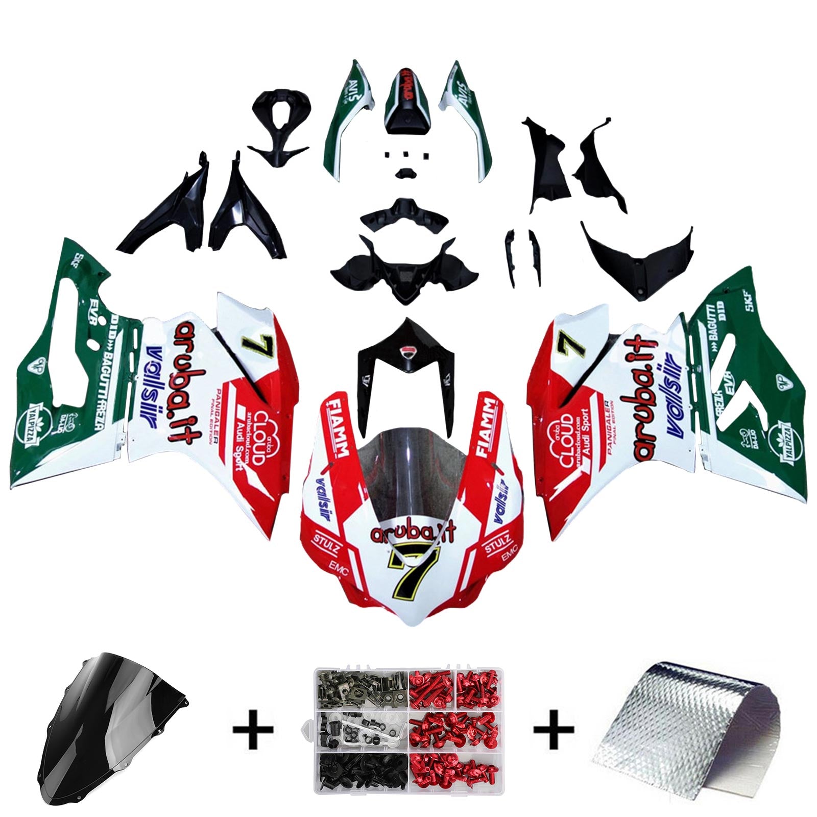 Amotopart 2015-2020 Ducati 1299 959 Kit de carenado Style2 rojo y verde