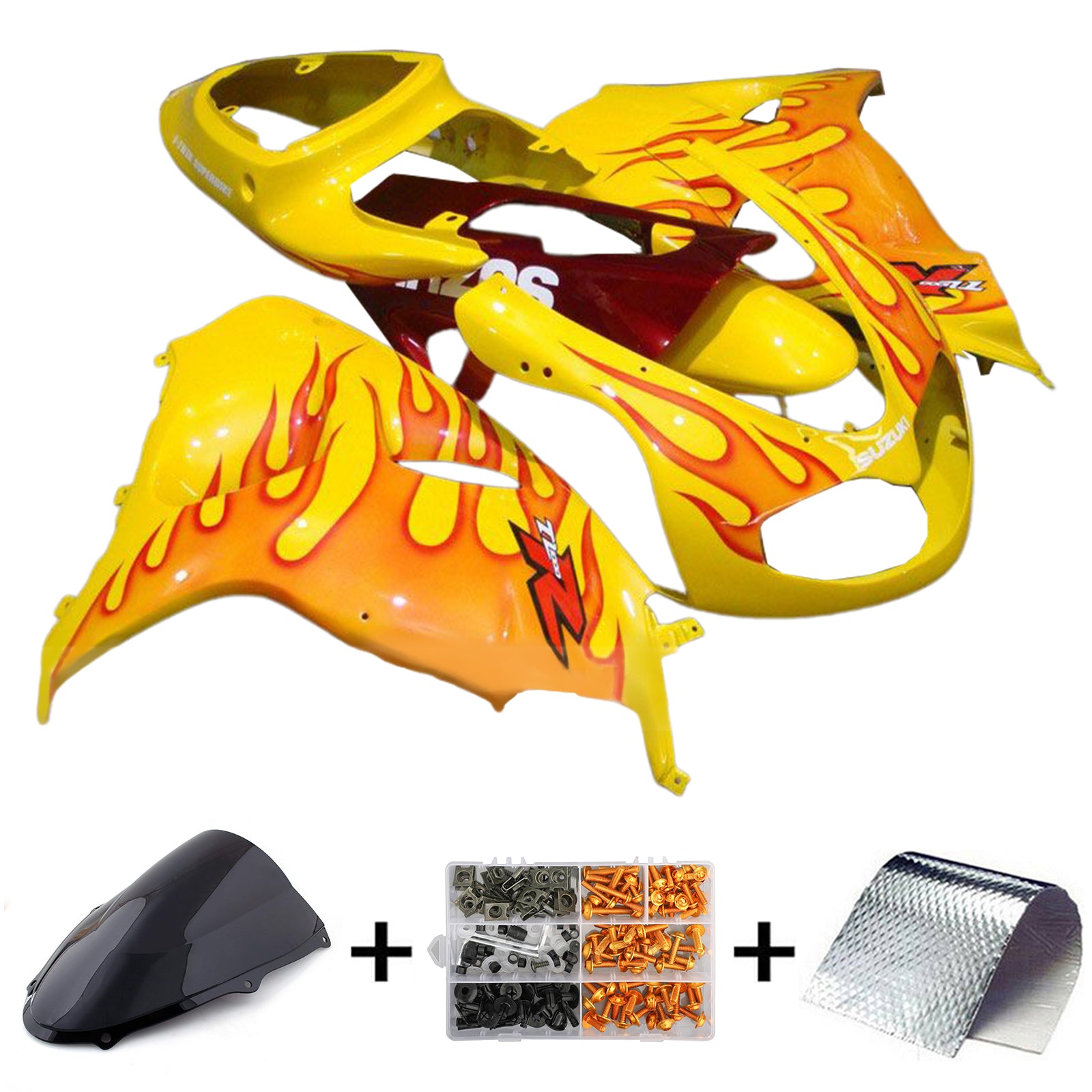 Amotopart 1998-2003 TL1000R Suzuki Yellow&Red Flame Fairing Kit