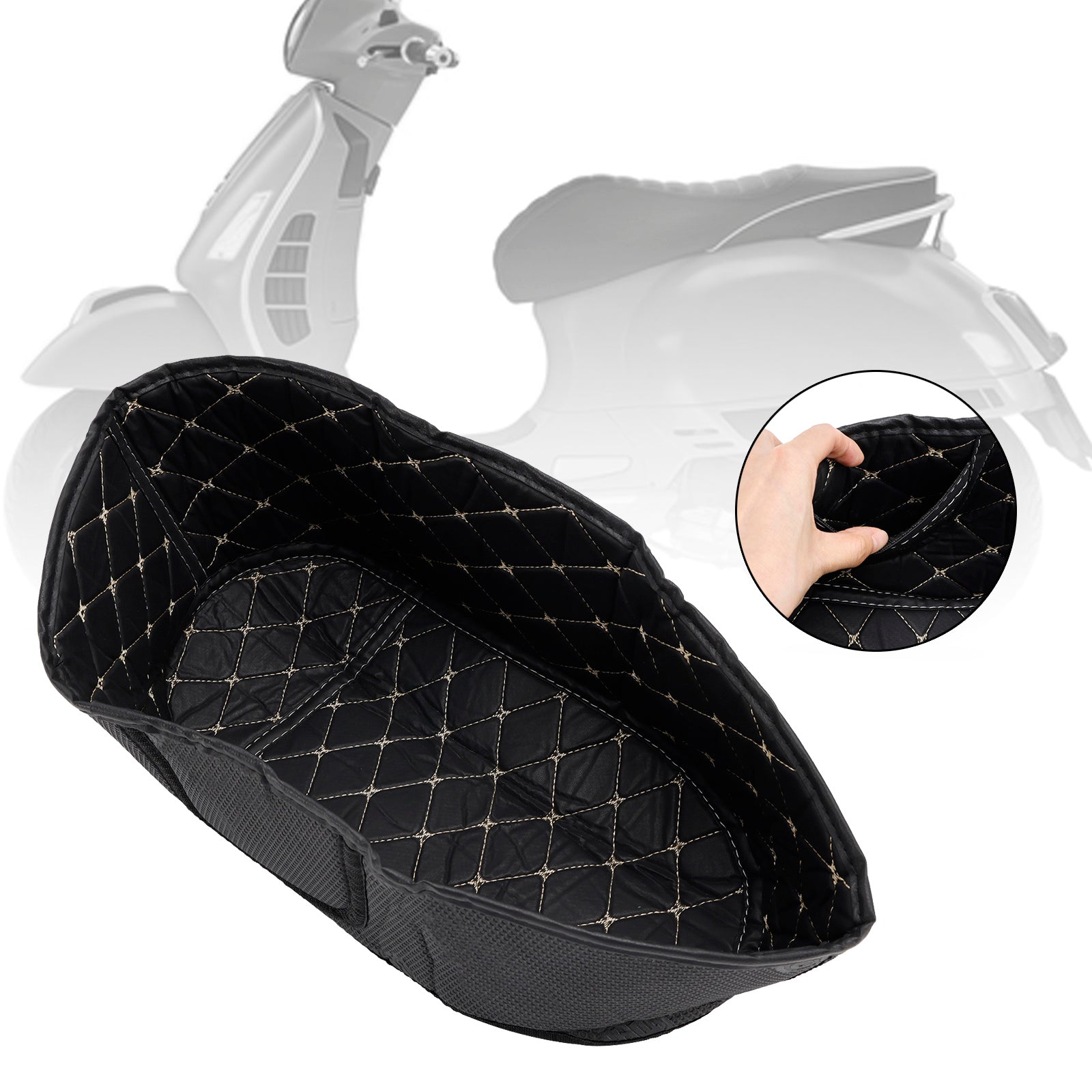 Silver For Vespa Gts 300 Gts300 Seat Bucket Liner Pad Trunk Inner Protector
