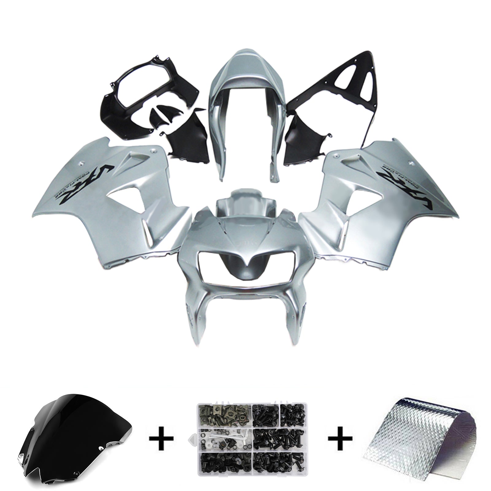 Amotopart 2002-2013 Honda VFR800 Kit de carénage argent et gris