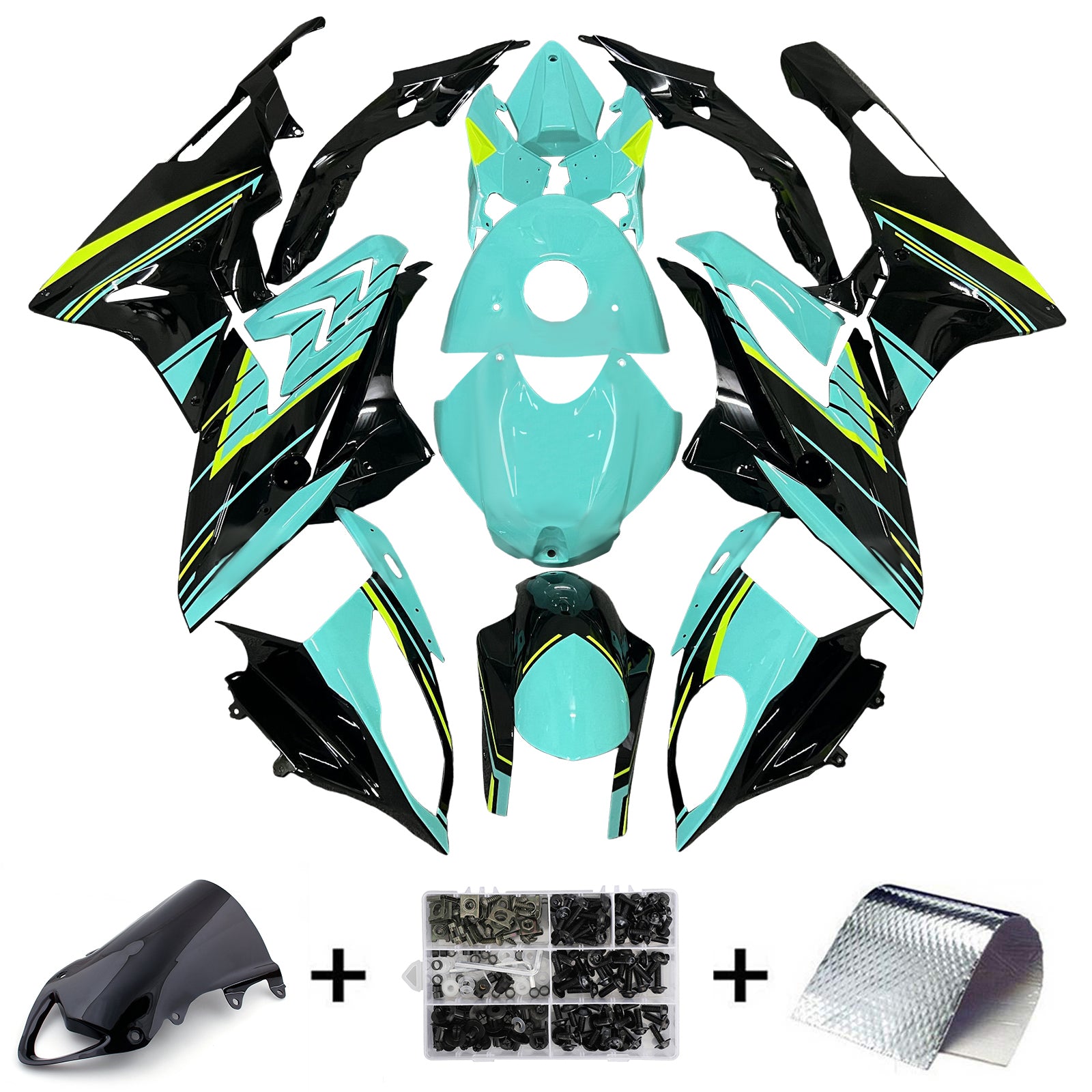 Amotopart 2009-2014 BMW S1000RR Glossy Black Light Green Beurskit