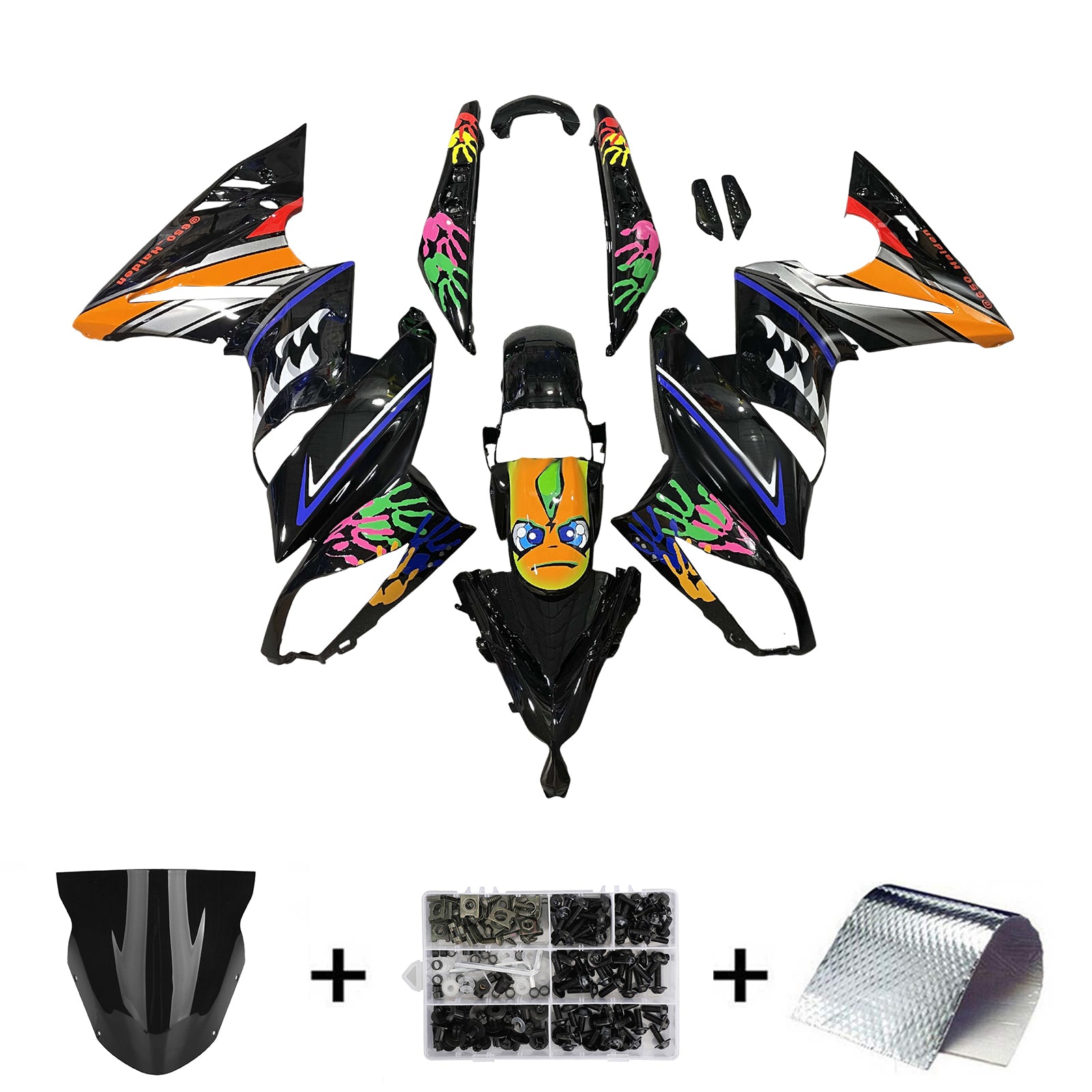 Amotopart 2009-2011 Kawasaki Ninja 650 EX650 Black Orange Fairing Kit