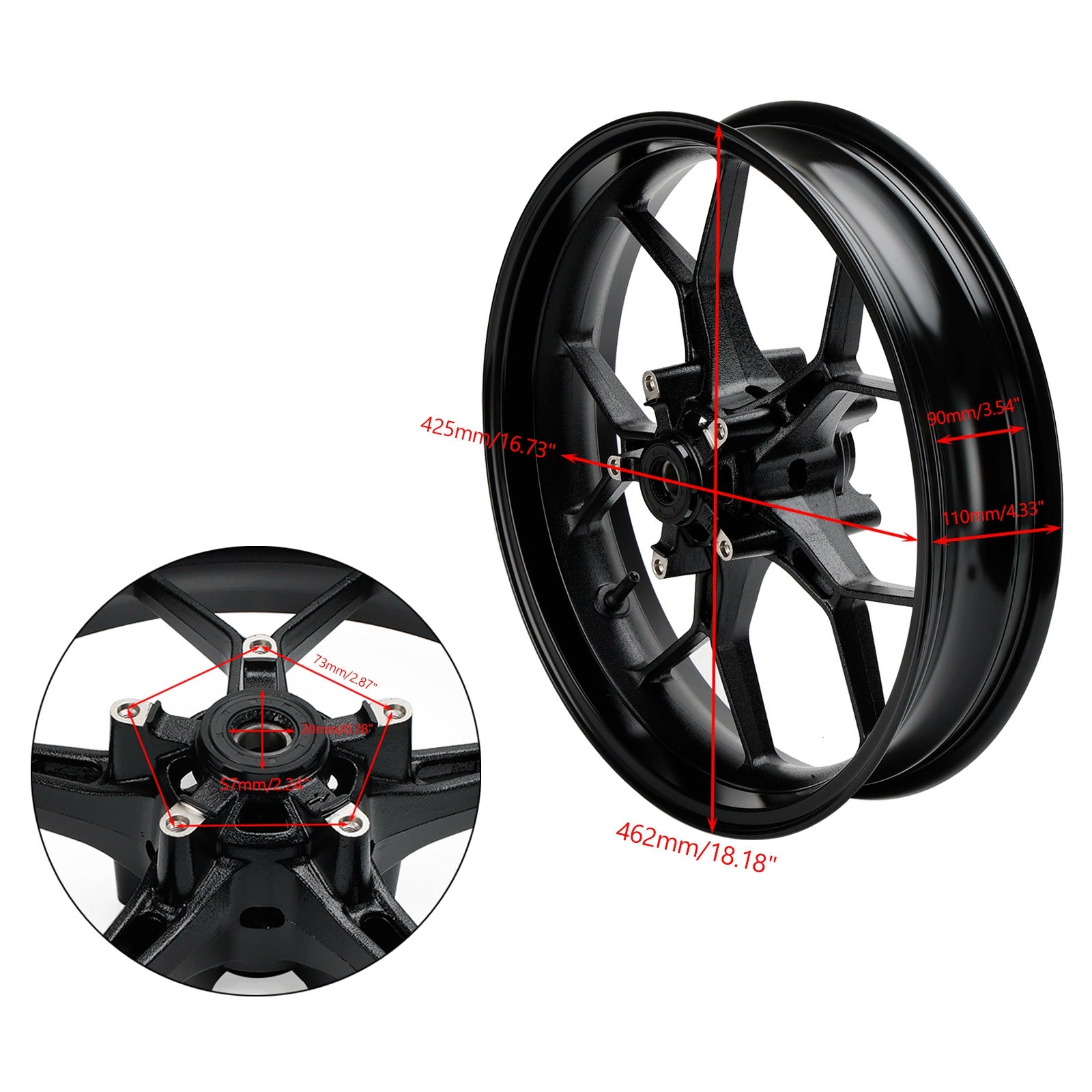 CERCHIO RUOTA ANTERIORE NERO PER HONDA CBR650R / ABS / CB650R / ABS / 2019-2023