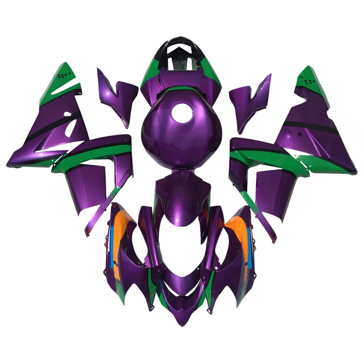 Amotopart 2004-2005 Kawasaki ZX-10R Black White Green Purple Fairing Kit