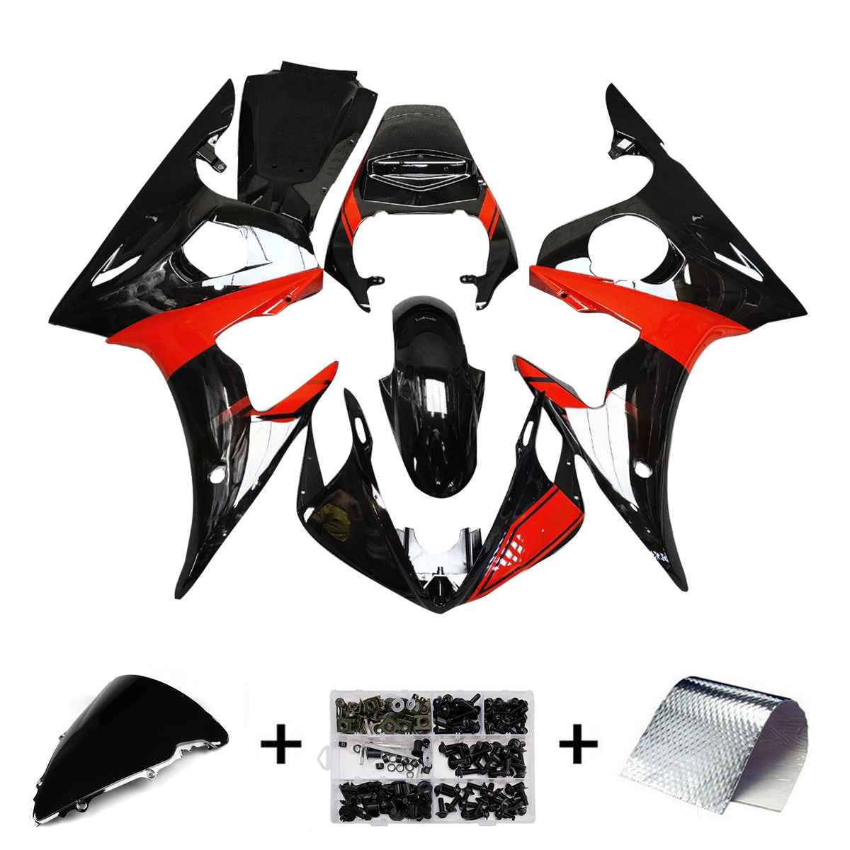 Amotopart 2005 Yamaha YZF-R6 Kit de carenado rojo blanco negro