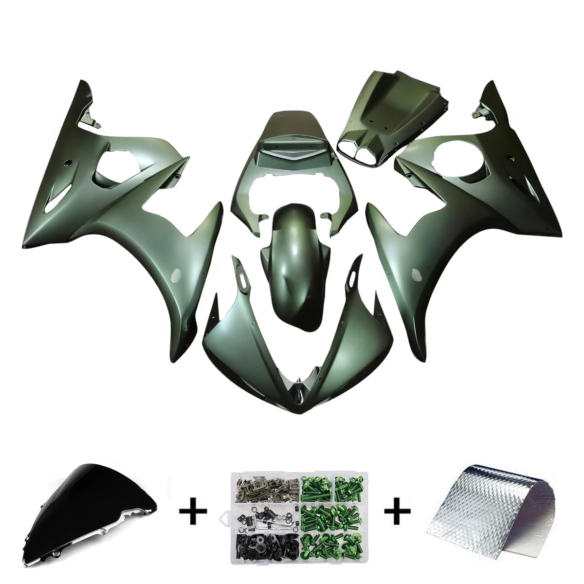 Amotopart 2005 Yamaha YZF-R6 Gray Black White Green Fairing Kit
