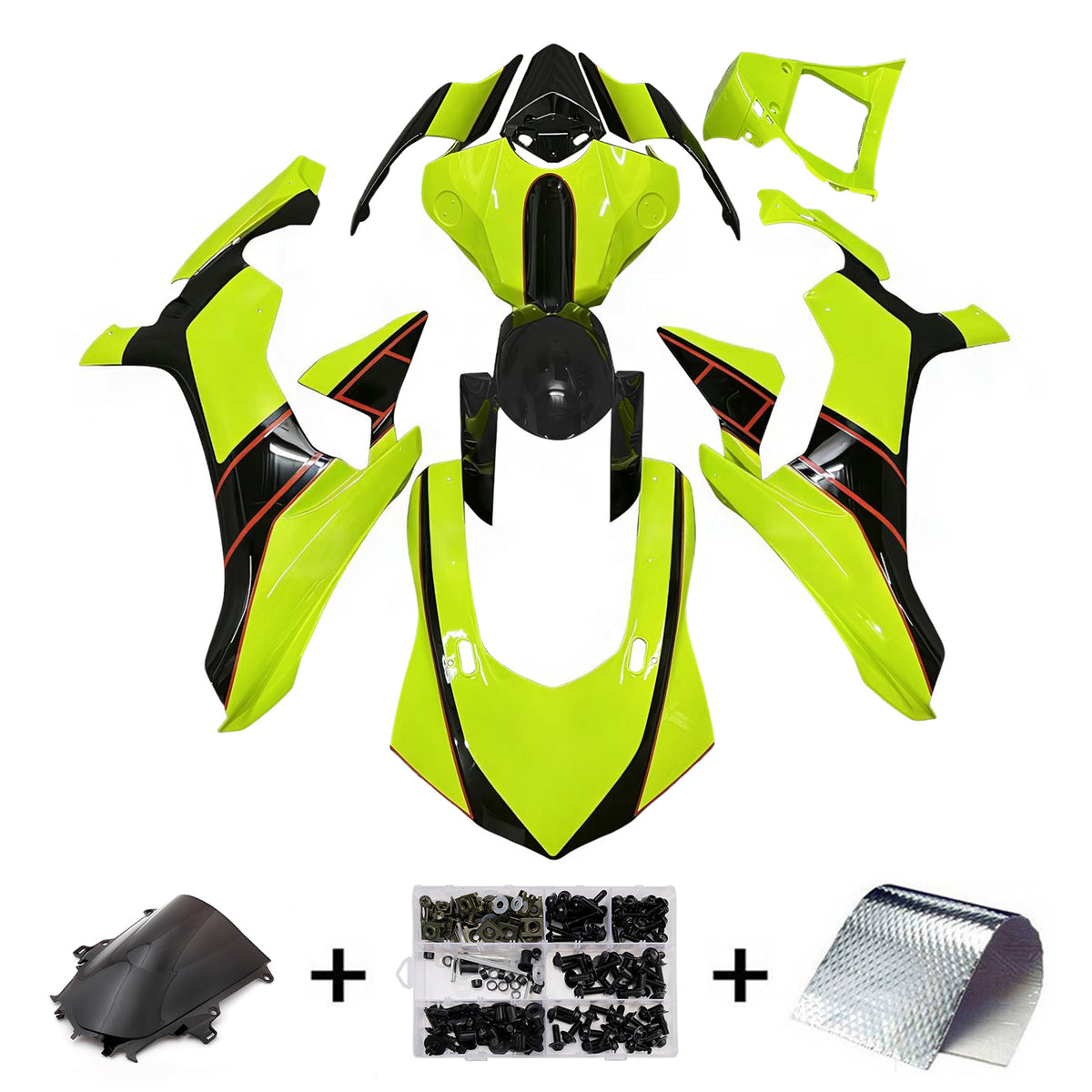 Amotopart 2015-2019 Yamaha YZF-R1 Sort Gul Hvid Fairing Kit